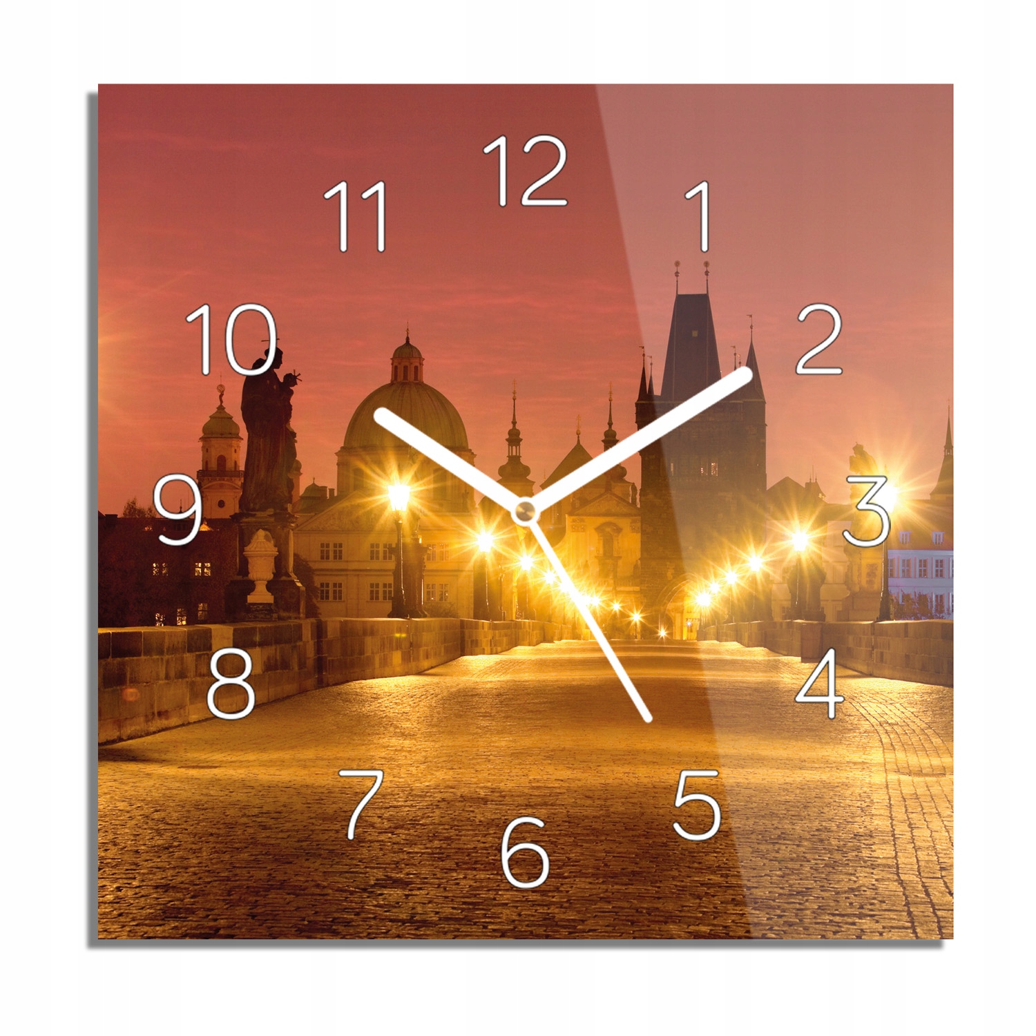 

Most Praga miasto zegar na szkle do sypialni 30x30