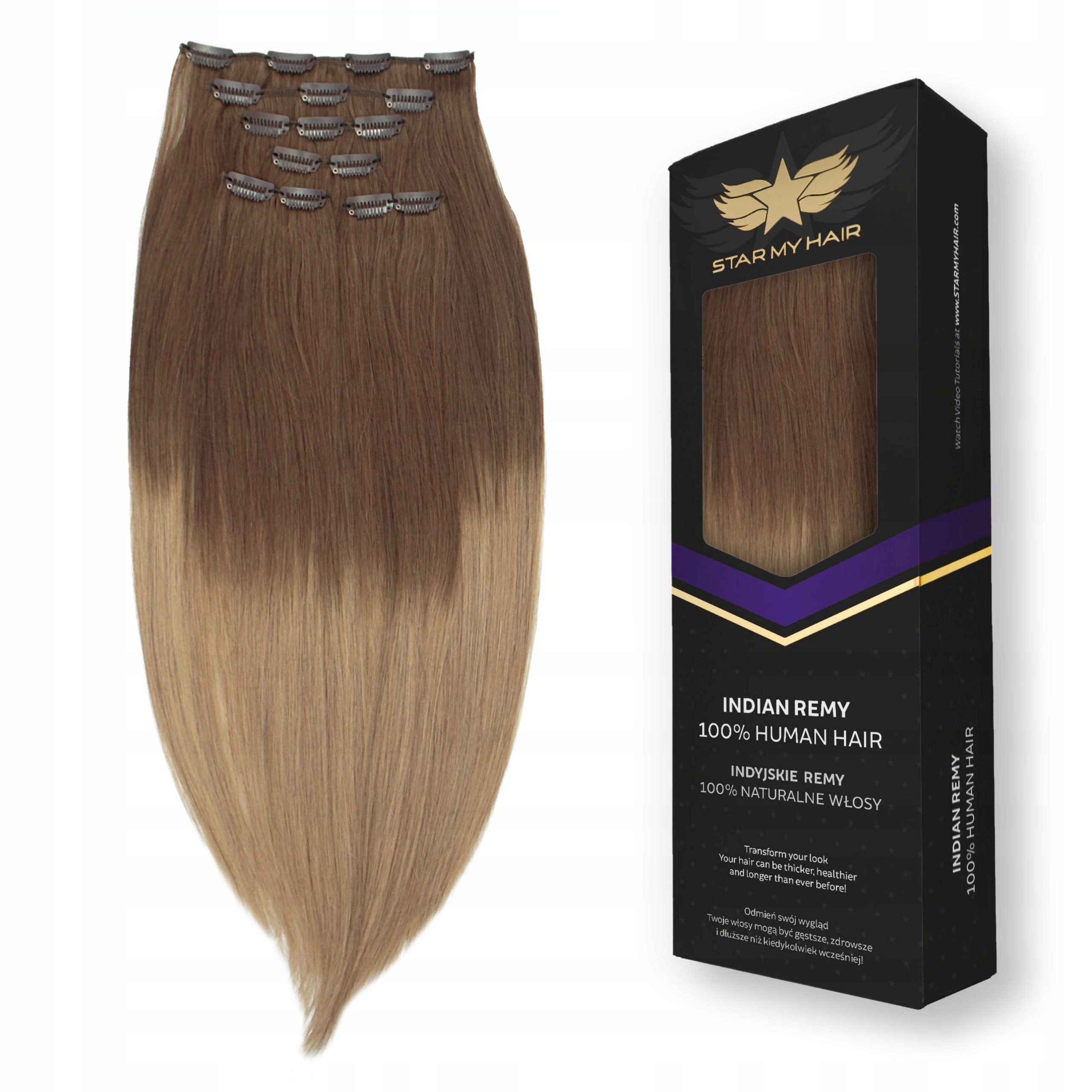 Włosy naturalne dopinki Clip In On 50-55 cm 6 taśm 75g przedłużanie włosów