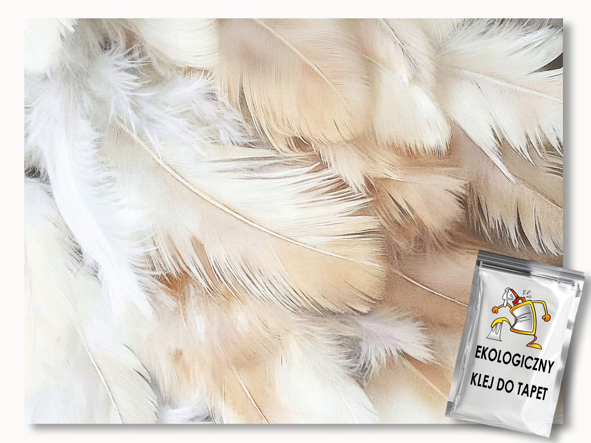 Fototapeta Flizelina Dekorace Peří Bílá Béžová Boho 400x280 110g
