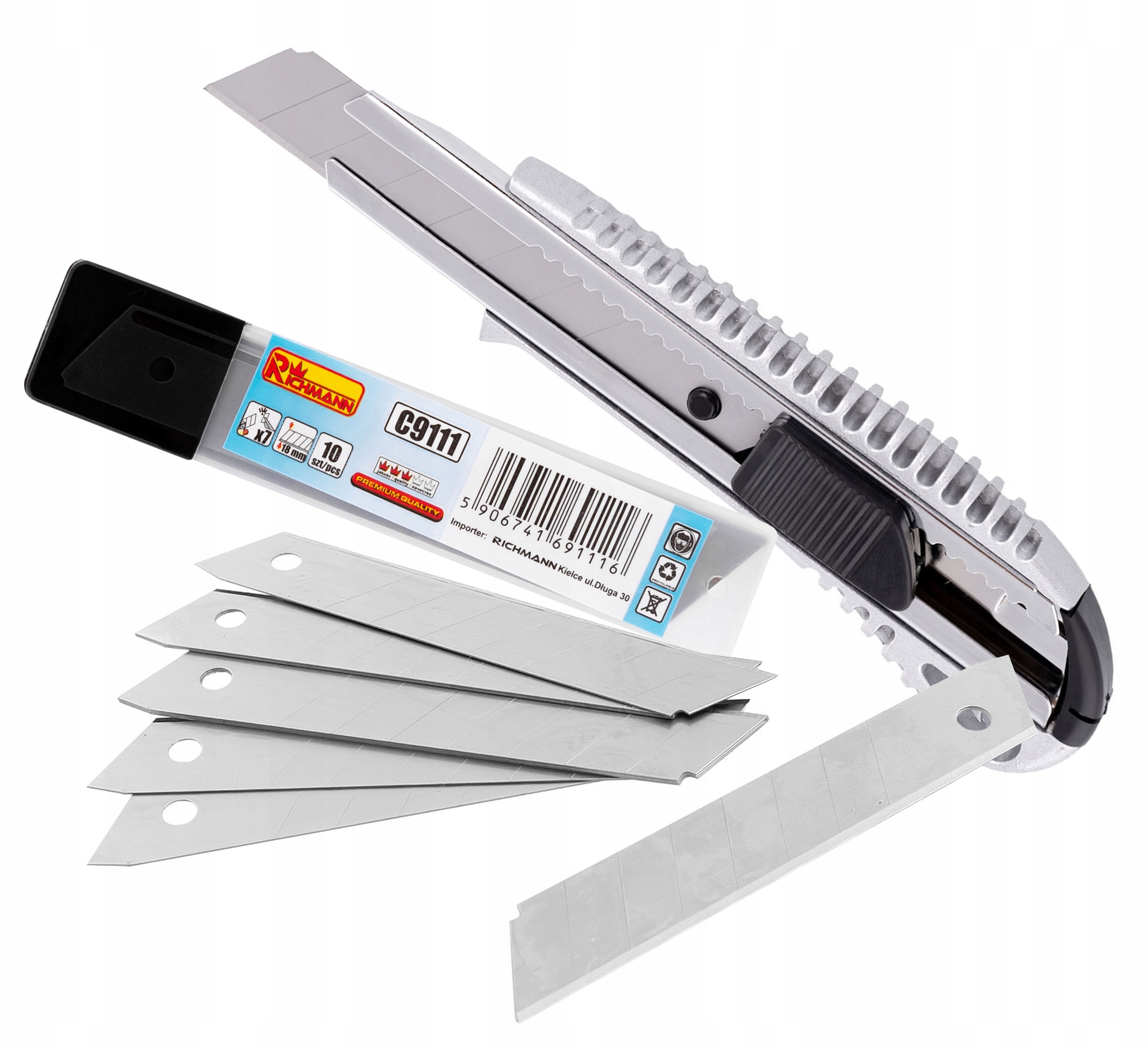 

Nożyk Do Tapet Aluminiowy 18MM + Ostrza Zapasowe