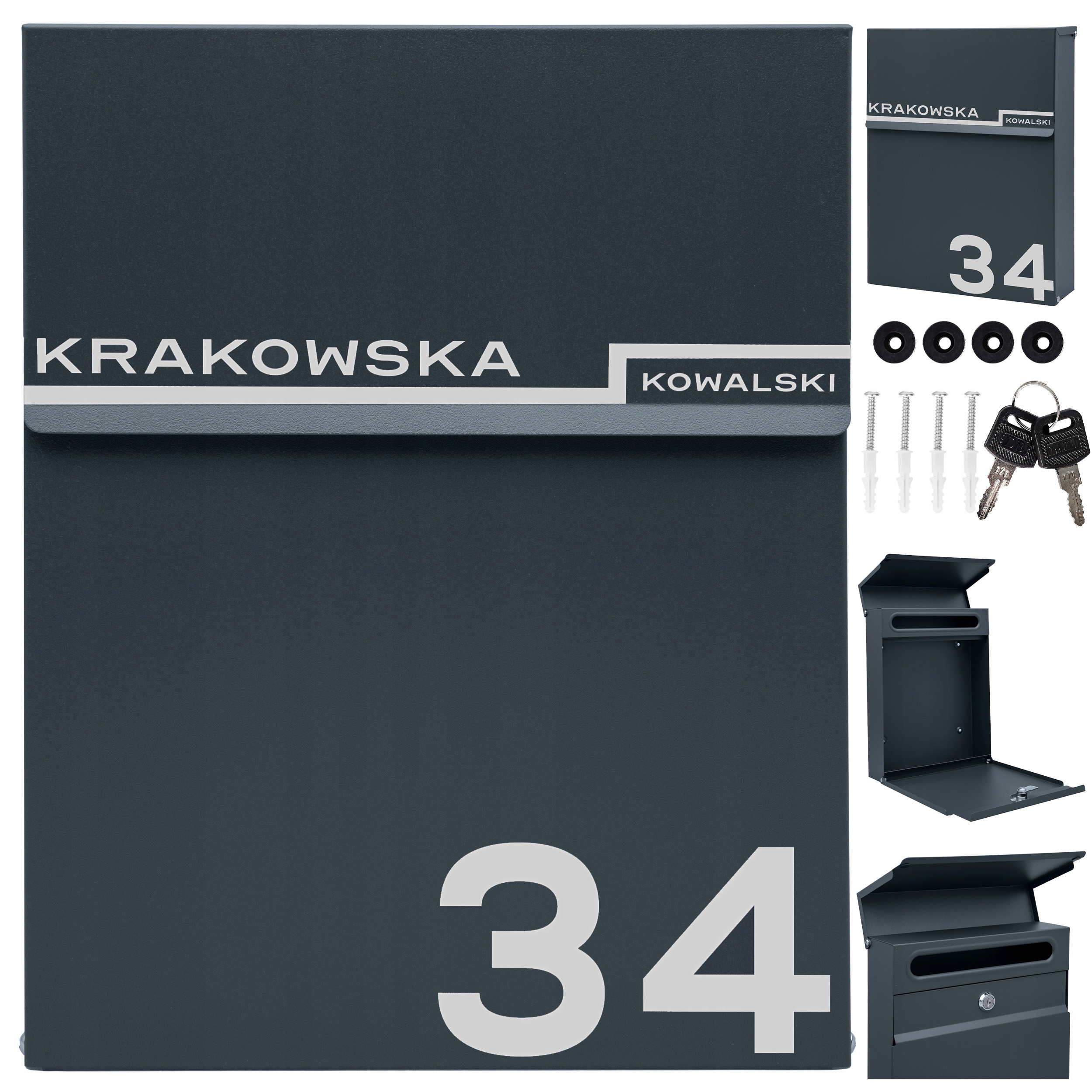 Poštovní Schránka Slim Antracit Vzor Číslo