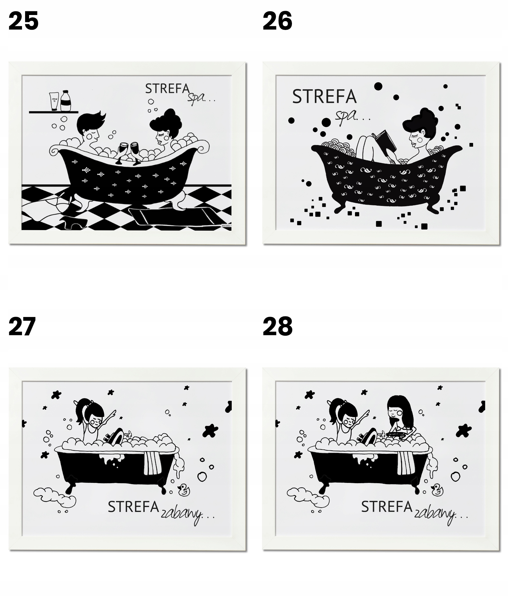 PLAKATY DO ŁAZIENKI - WYDRUK 21x30 - RÓŻNE WZORY! Format papieru A4