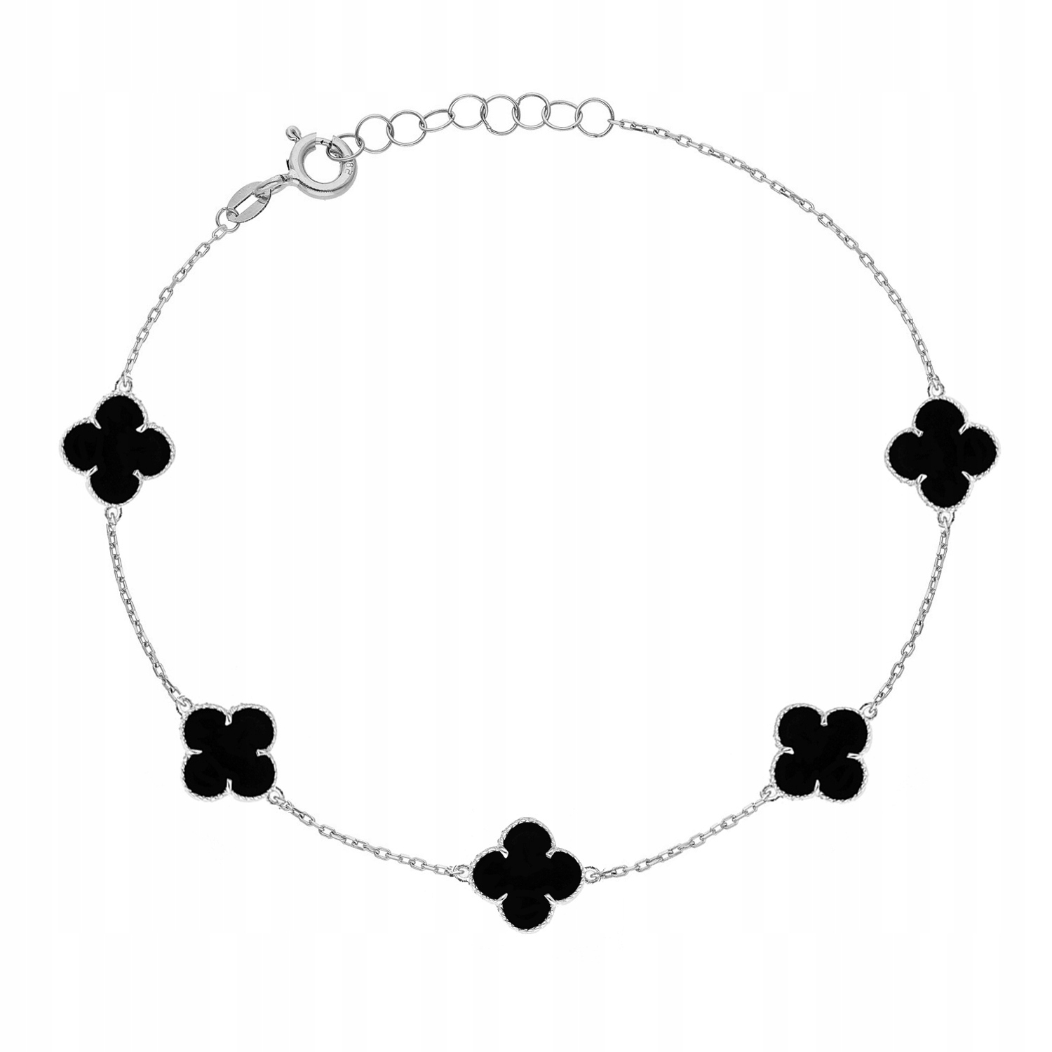 stříbrný náramek čtyřlístek černý onyx PR.925 19 Cm