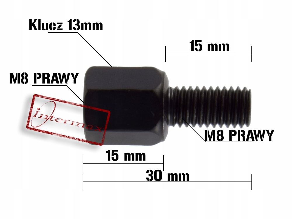 REDUKCJA ADAPTER LUSTERKA GWINT PRAWY + PRAWY M8 Numer katalogowy części R>R 8>8