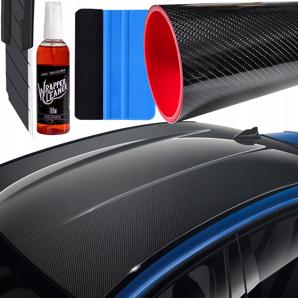 Fólie na střechu kapotu auta Carbon 5D Černý Lesk 152x200 Sada