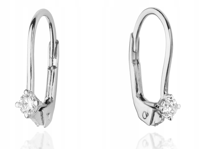 Zlaté náušnice 585 Jemné S Brilianty 0,95g diamanty pro ni 14kt