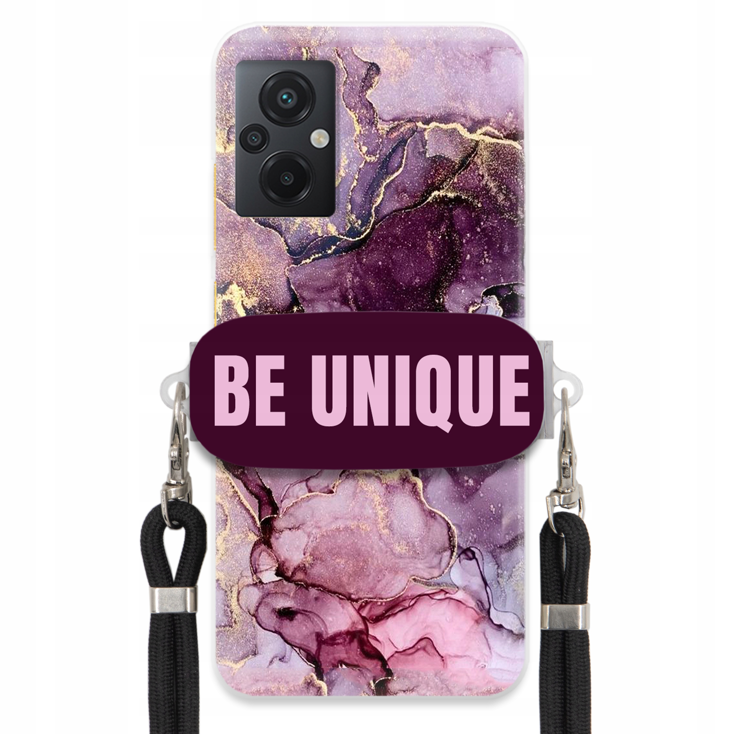 Puzdro pre Xiaomi Poco M5 držiak na šnúrku Čierna Fialová Mramor Be Unique
