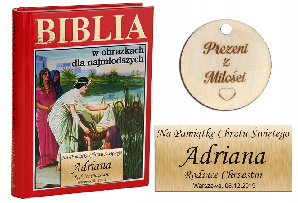 

Biblia Pismo Św Chrzest Komunię Grawer C