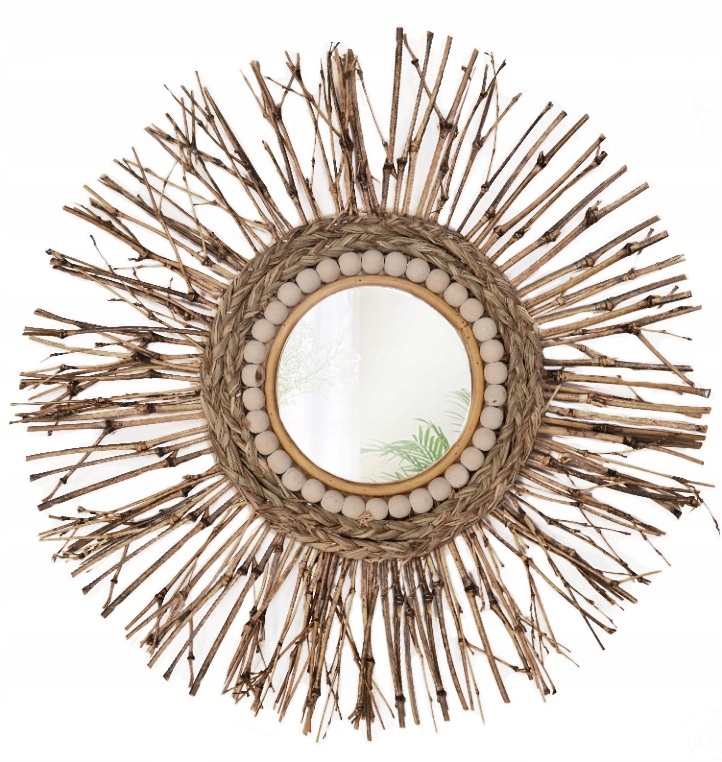 

Naturalne Wiszące Lustro Boho Bambus Ścienne XL