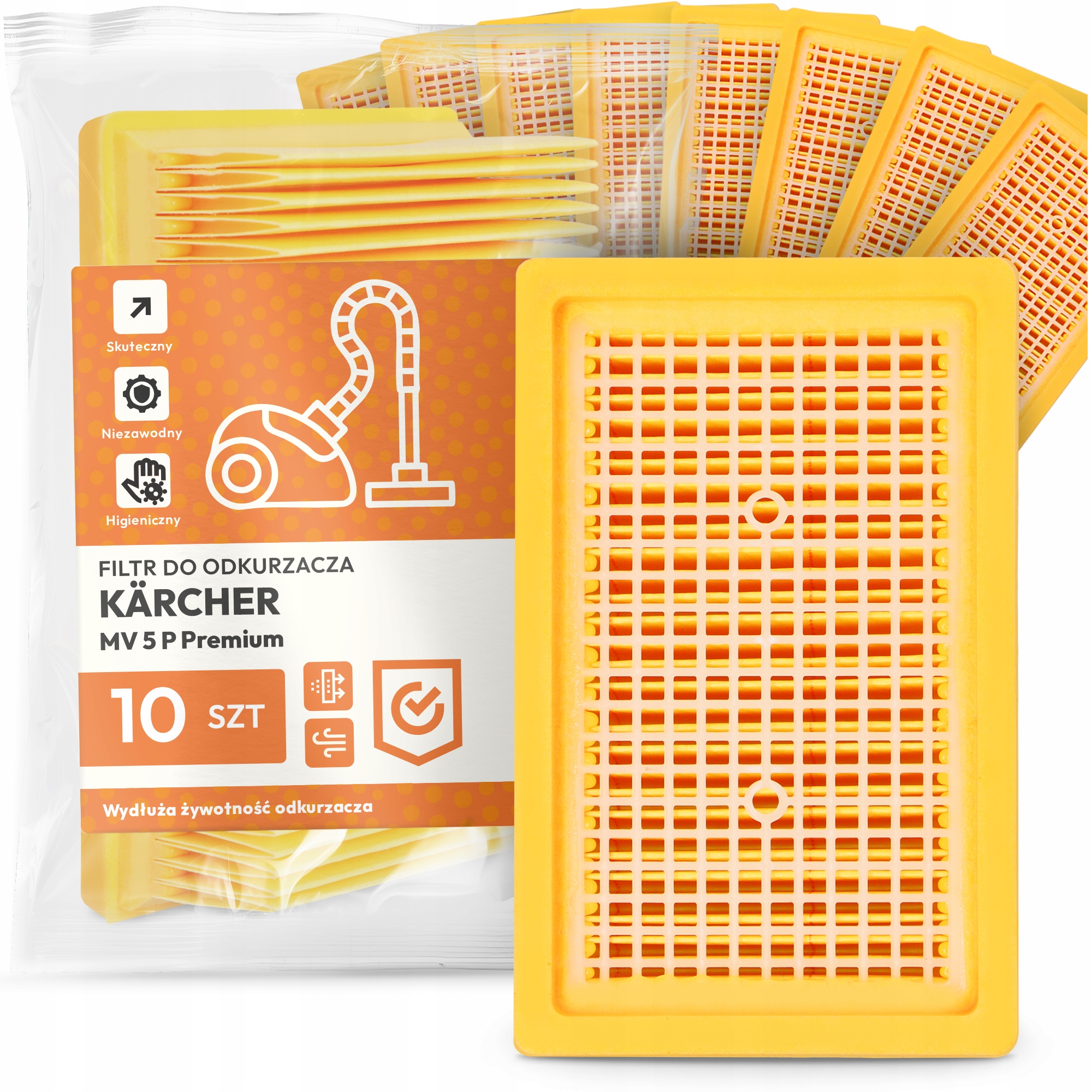 10 x Filtr Pro Vysavač Kärcher MV 5 P Premium Vzduchový vstupní Filtr Em-w