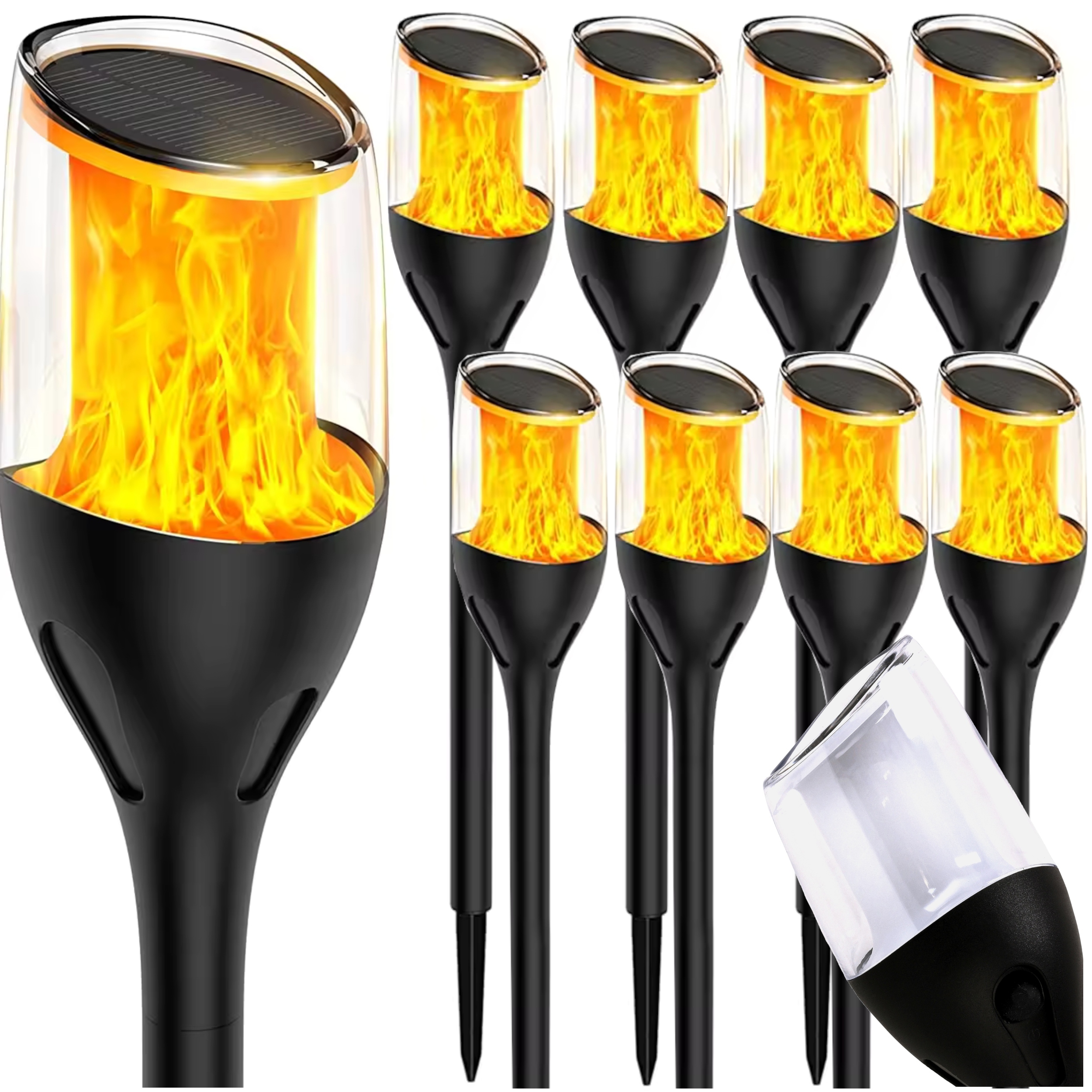 8 x Solárna Led lampa Lampa Pochodná Zatĺkaná Plameň 65 cm Silná Premium