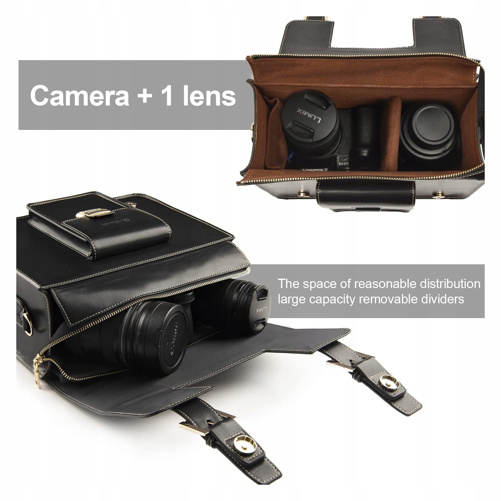 CWATCUN Torba Na Aparat Retro Wodoodporna Kompatybilna Z Canon Nikon Sony — miniatura 3