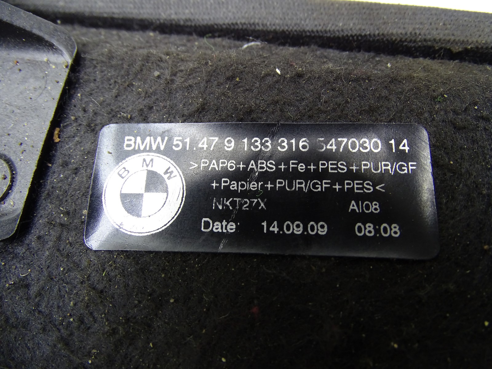 floor mats boot upholstery BMW X6 E71 9133316