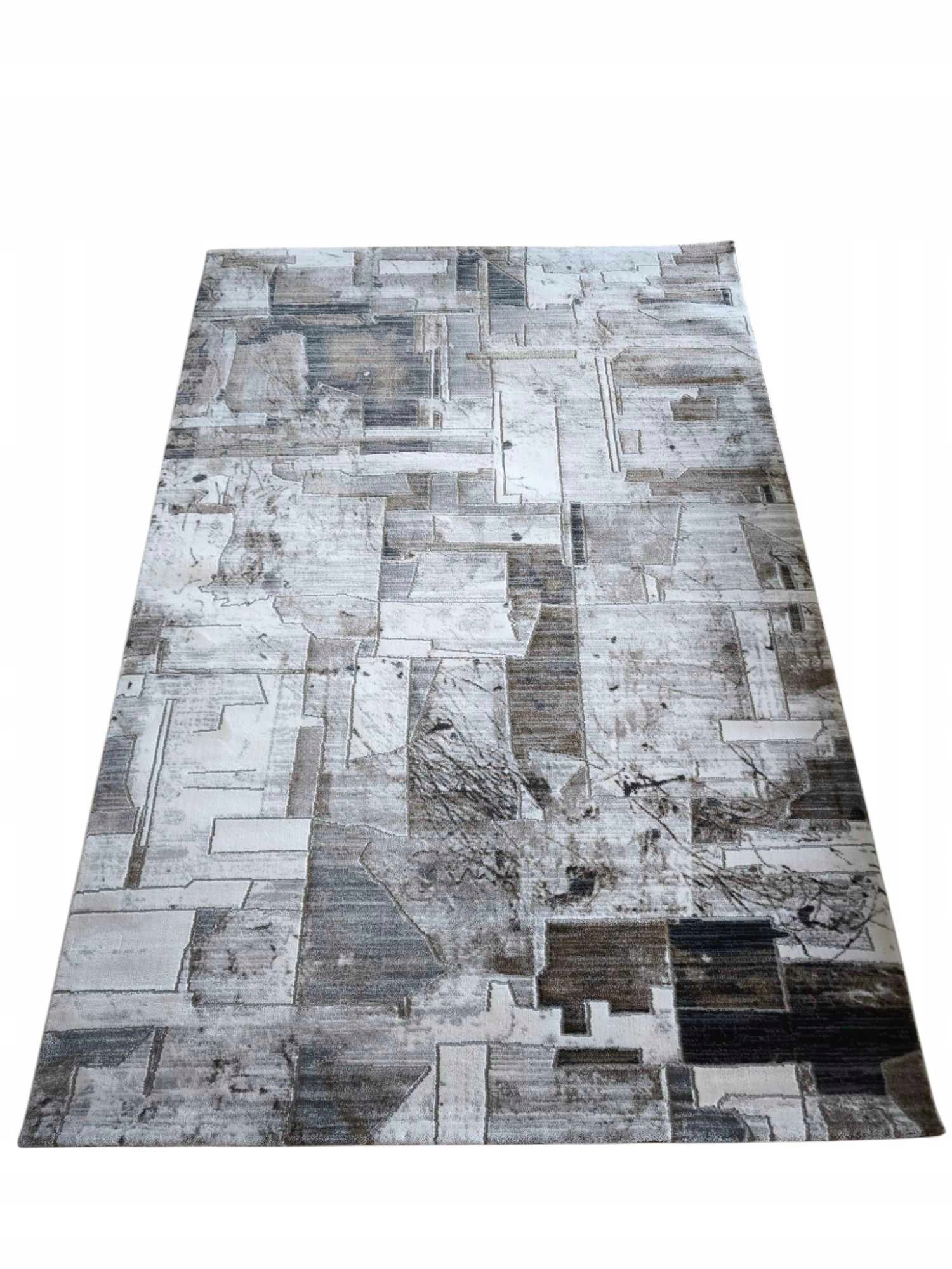 Koberec do obývačky 160 x 230 cm, loftový vzor s plyšovými štetinami, kvalita