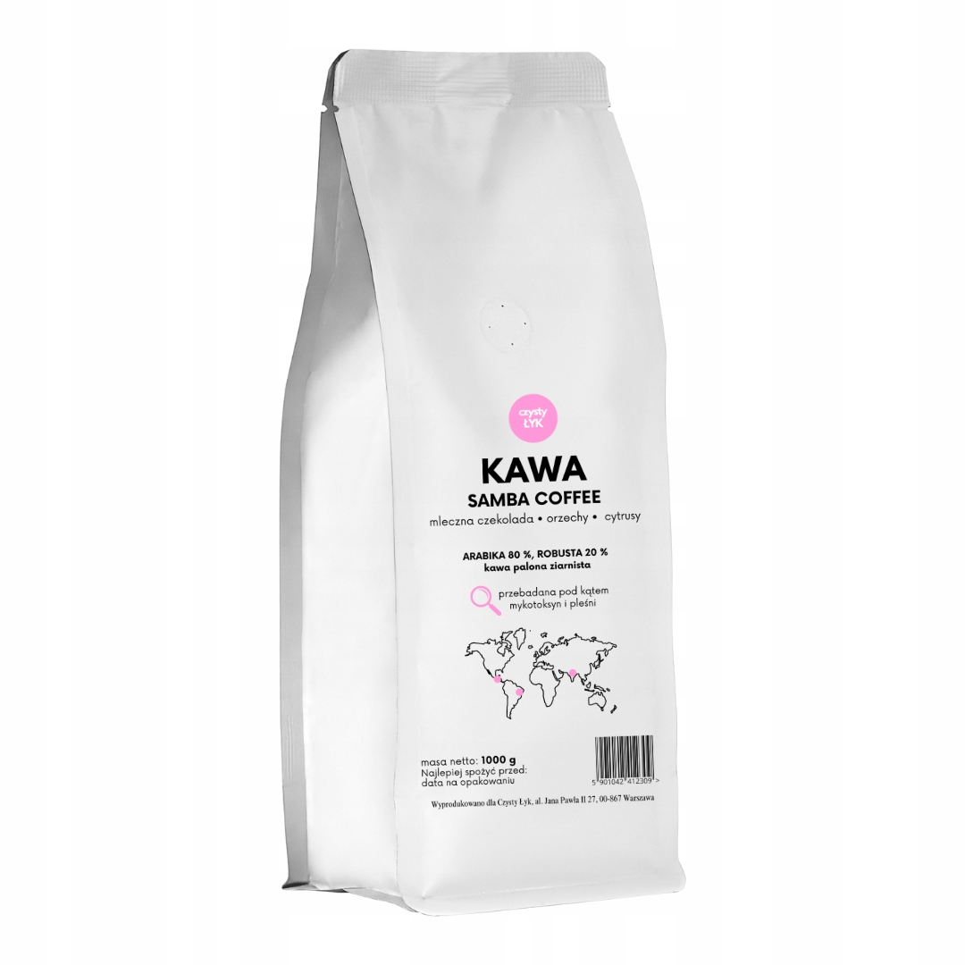 Kawa ziarnista 1 kg Samba Coffee Czysty Łyk – słodka bez pleśni, mieszanka
