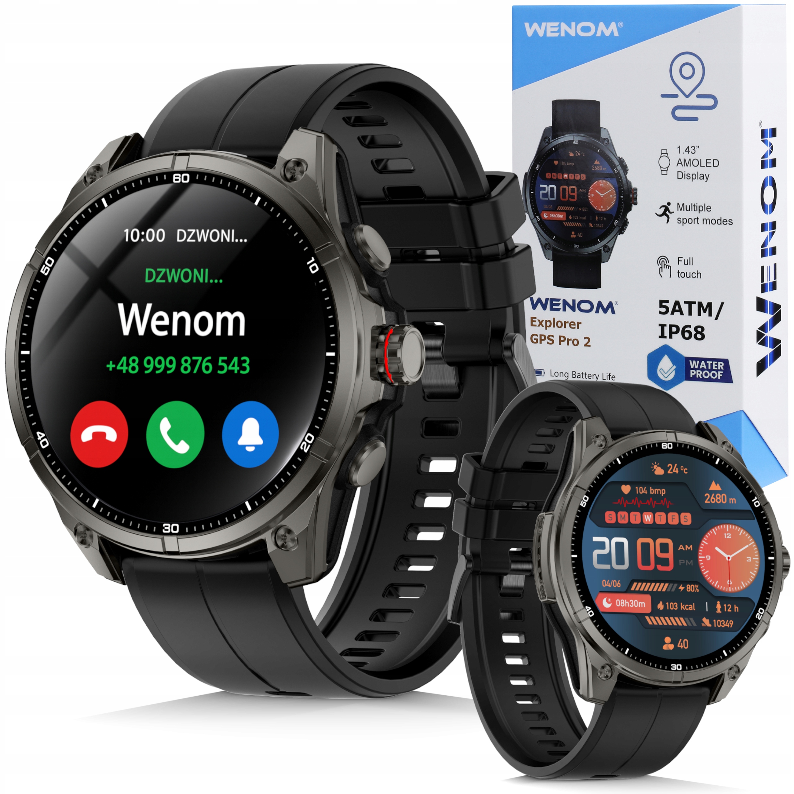 Smartwatch Męski Wenom Explorer Pro 2 Gps Amoled Wodoodporny 5ATM Sportowy