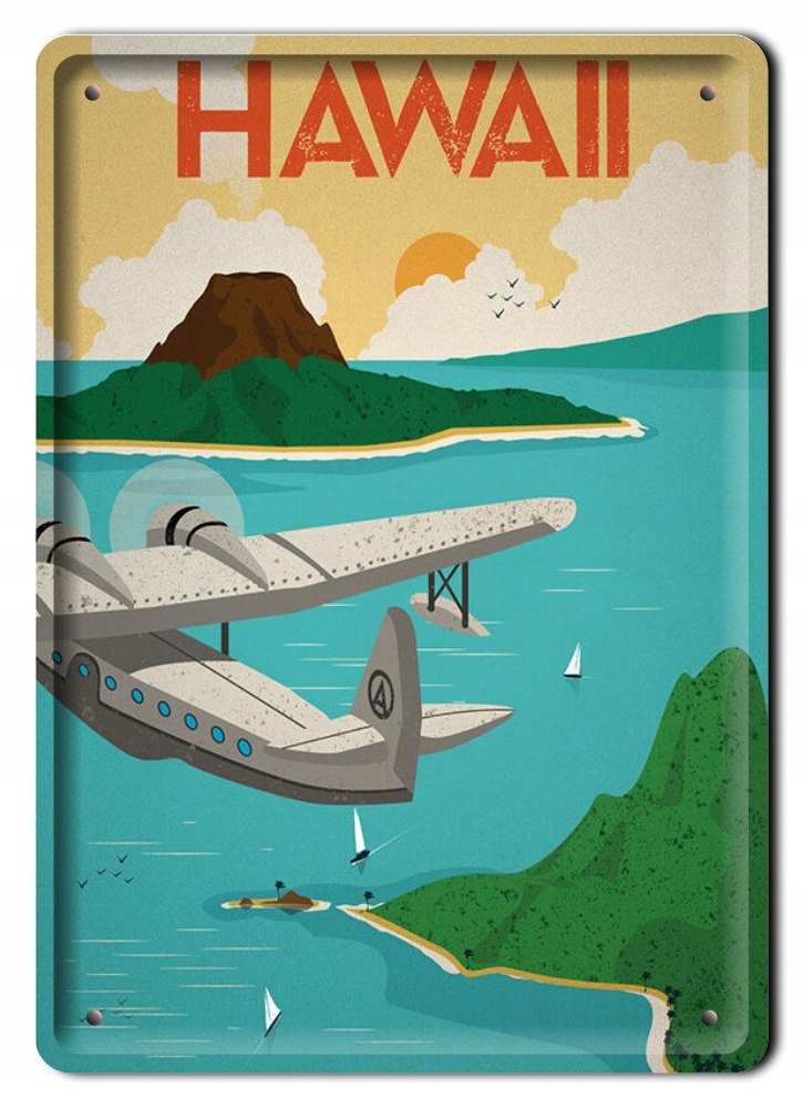Hawaje Metalowy Szyld Plakat Vintage Retro #09362