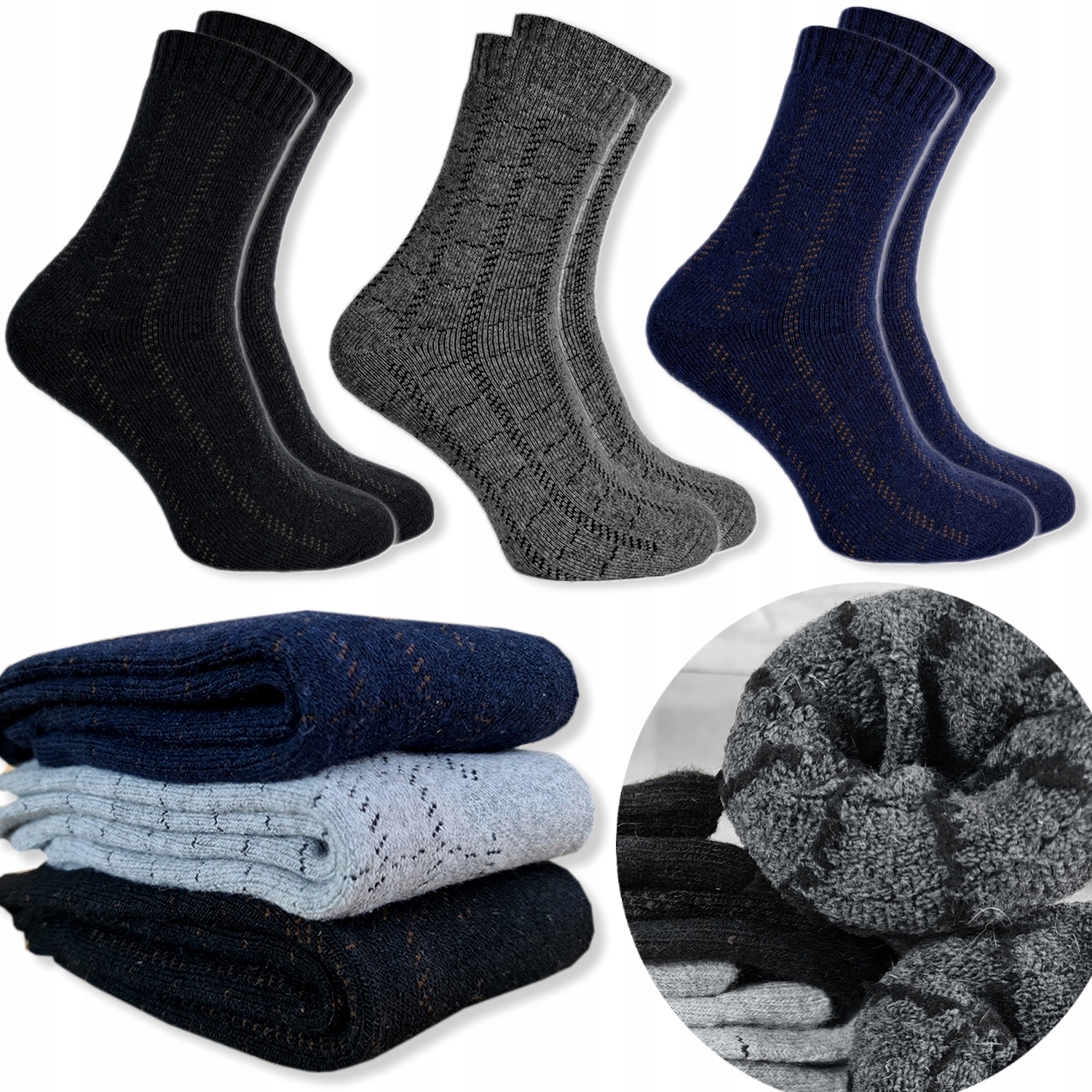 

3x Skarpety Męskie Wełniane termo Ciepłe 40-44 K