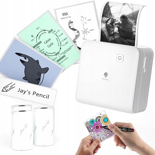 PHOMEMO M02 Pro Mini Drukarka Smartphone Termiczna 300 DPI Naklejki Zdjęcia