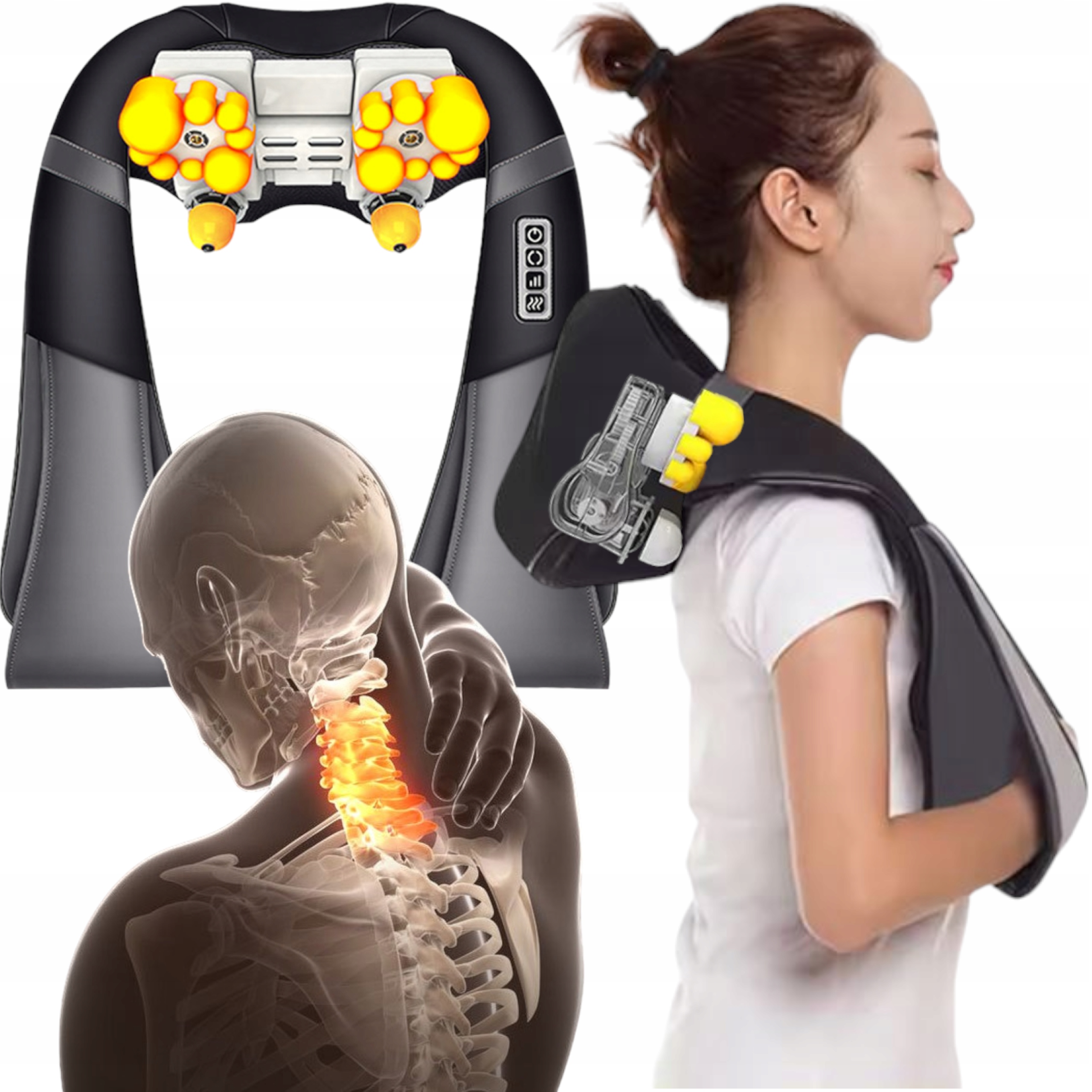 Masażer Karku Szyi Pleców Ciała Shiatsu z Ostukiwaniem Pas Masujący 2w1