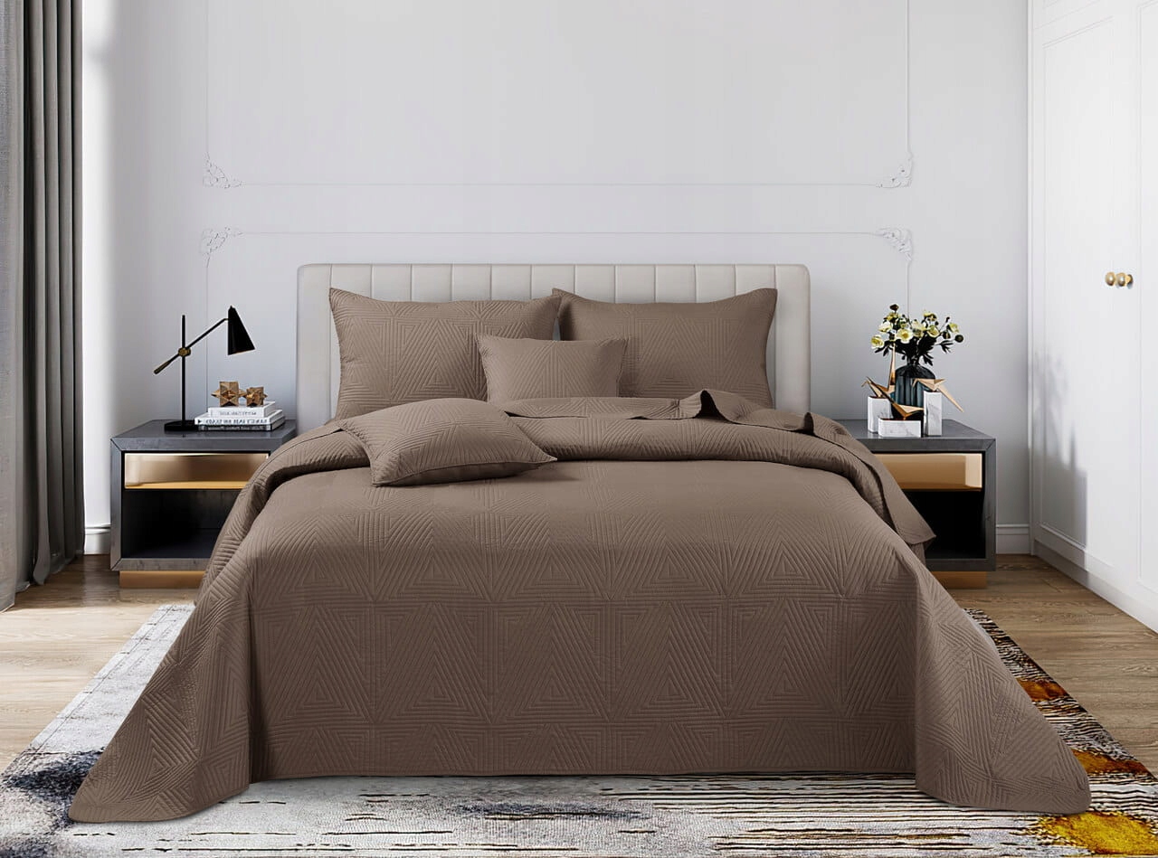 Dekorativní přehoz Trio 240x260 prošívaný, světle hnědý