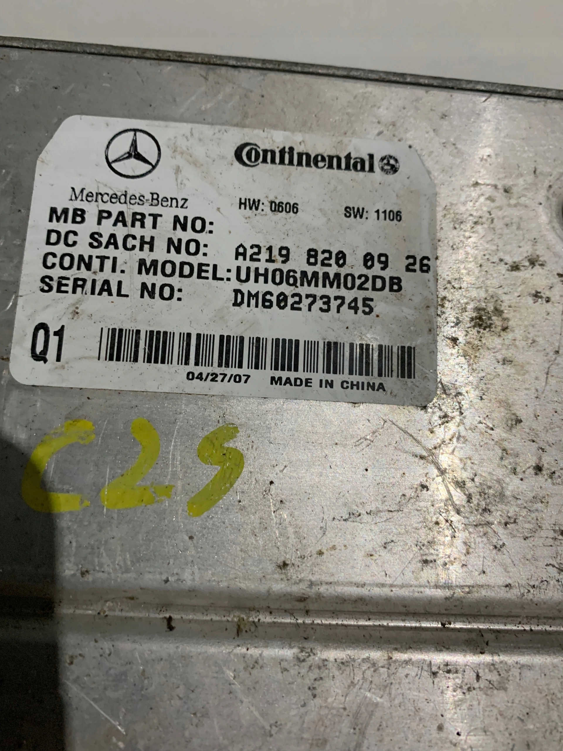 module control unit MERCEDES W164 211 W219 A2198200926