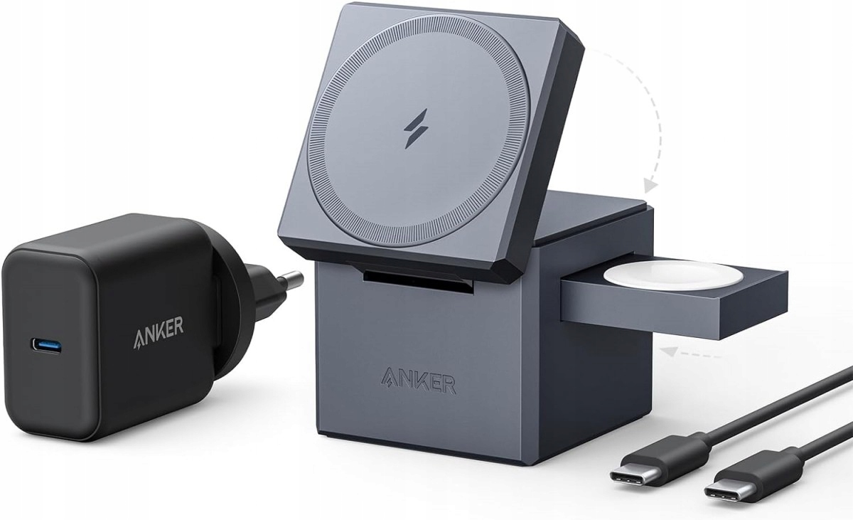 Anker 3w1 CUBE MagSafe 15W Szary