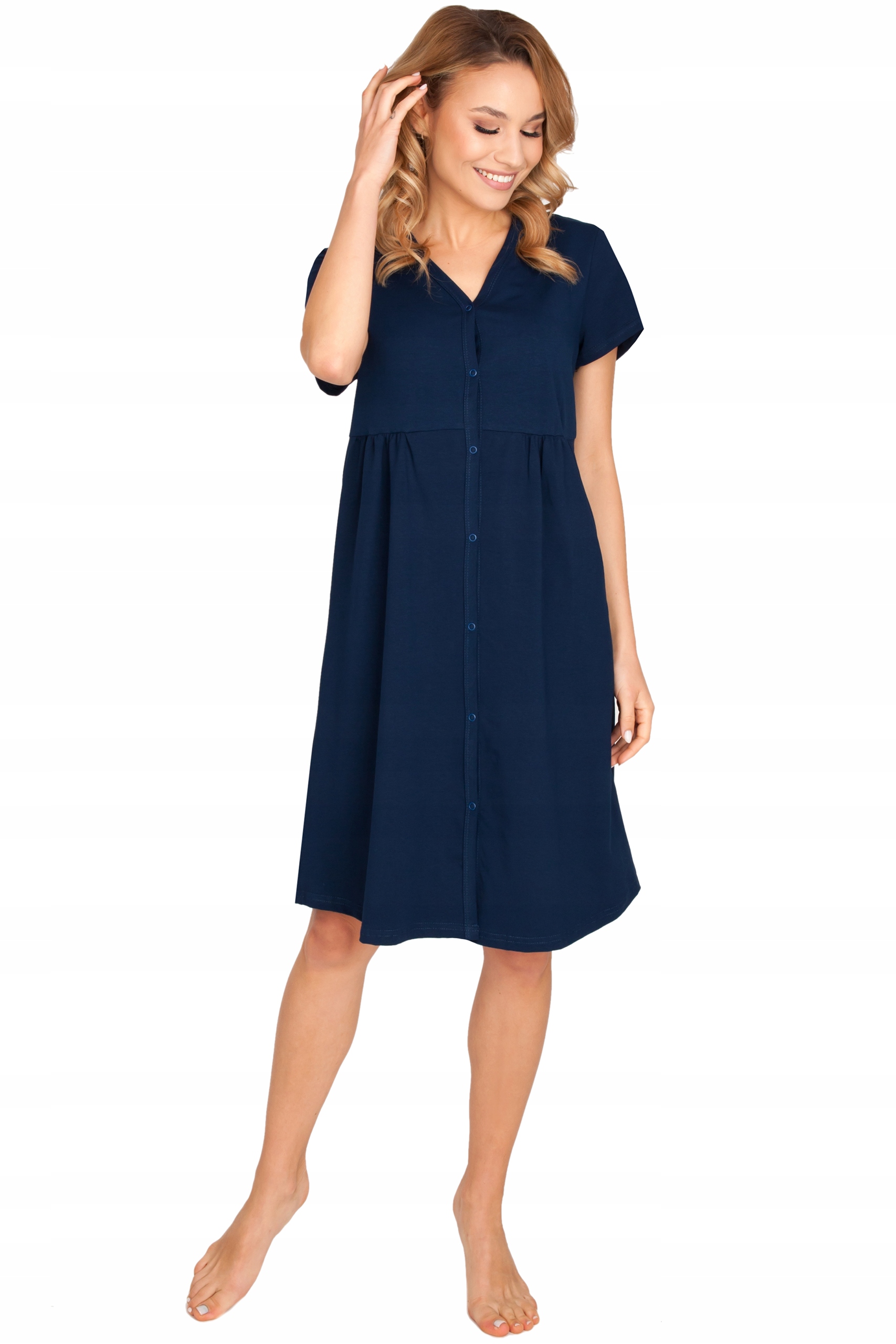 KOSZULA CIĄŻOWA DO SZPITALA NOCNA DO KARMIENIA PORODU ROZPINANA GRANATOWA L Kod producenta CRG-L