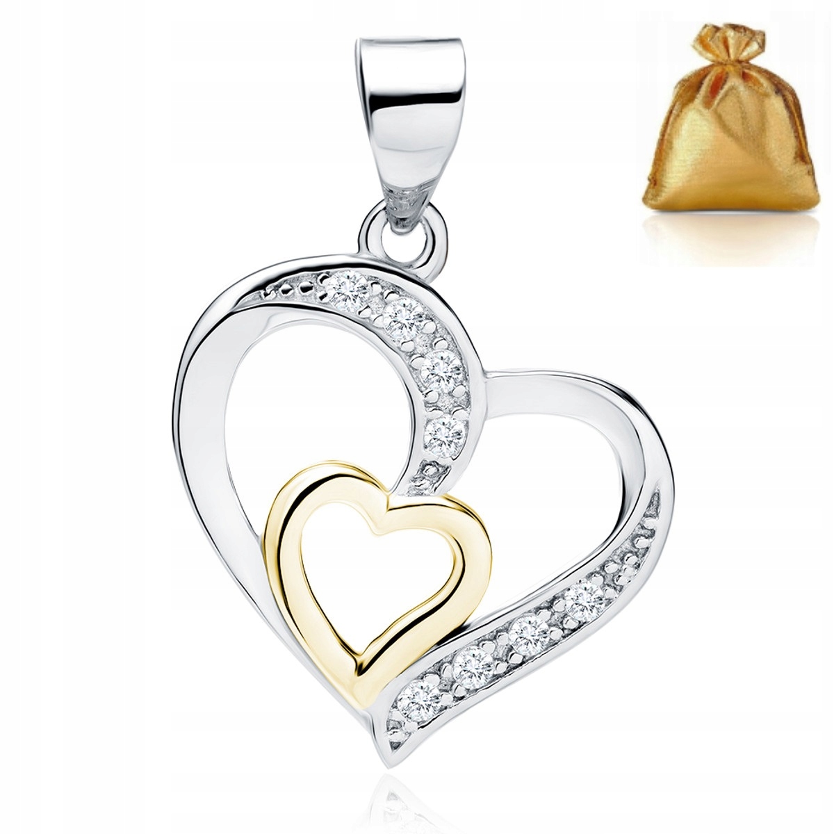 Stříbrný Přívěsek Pozlacené Srdce S Zirkony Stříbro Ryzosti 925 Rhodiovaný