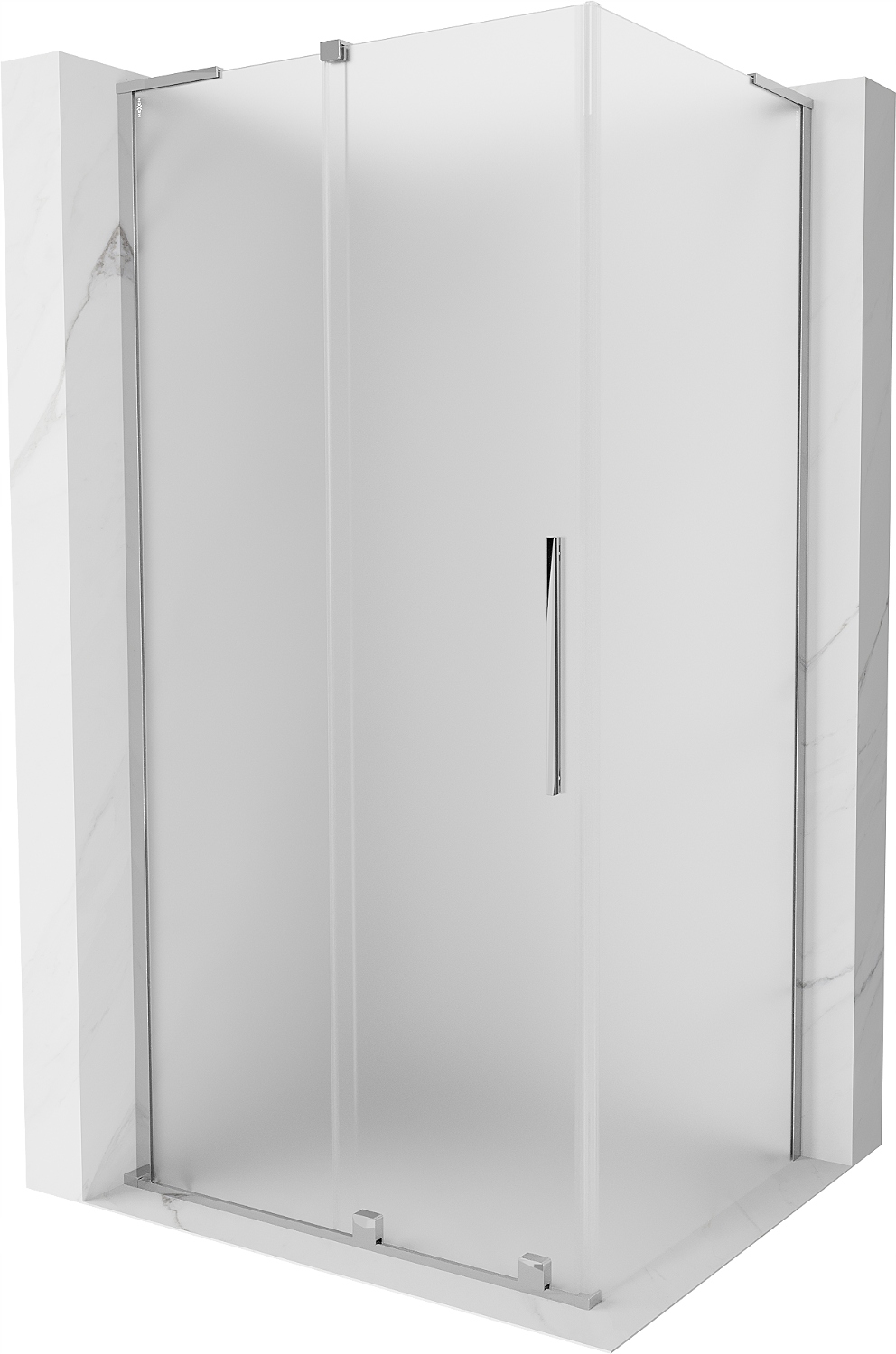 Mexen Velar L Obdélníkový Sprchový Kout 100x90 cm, Mat Sklo, Chrom Profil