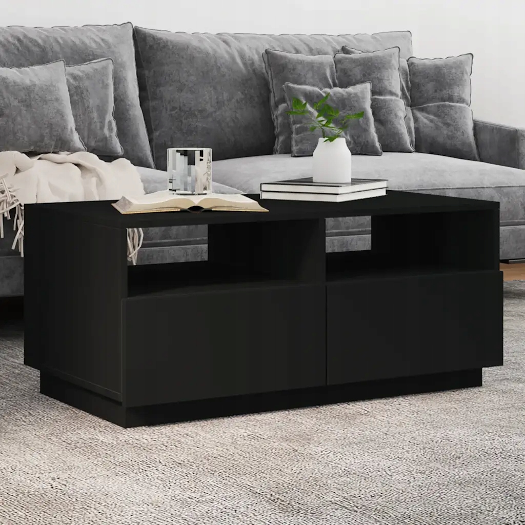 vidaXL Konferenční stolek s Led osvětlením černý 90 x 49 x 40 cm