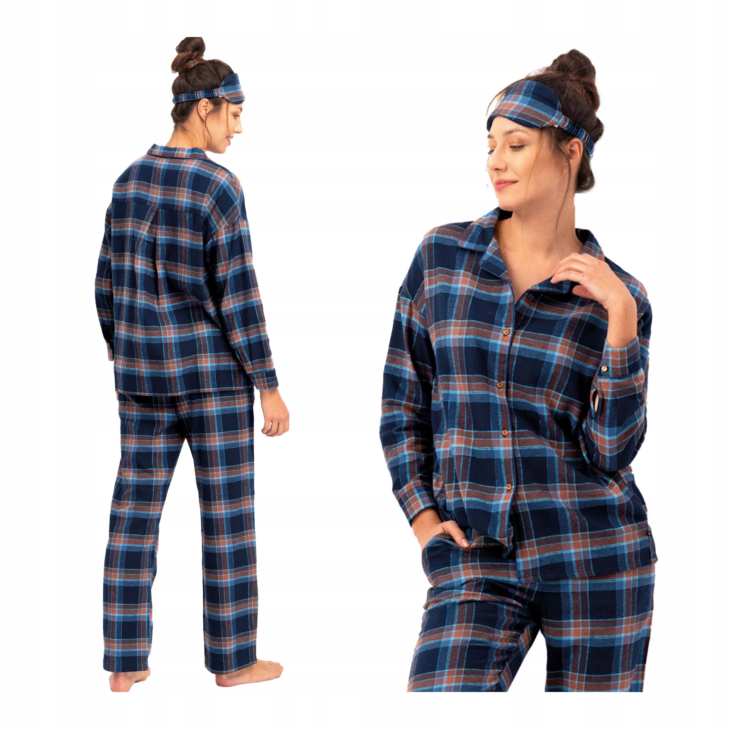 Dámské dvoudílné pyžamo flanela s dlouhým rukávem, dlouhé kalhoty Key XL