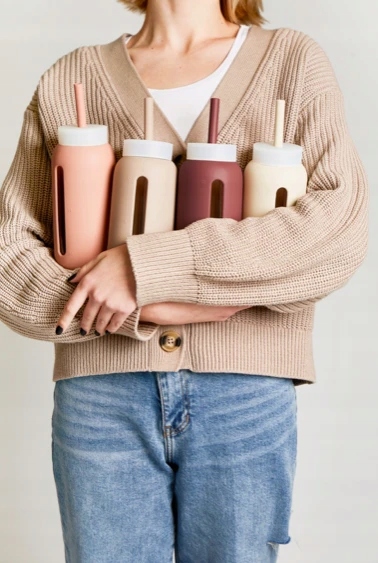 Zestaw 4 Kolorowych Silikonowych Słomek Muuki Materiał silikon