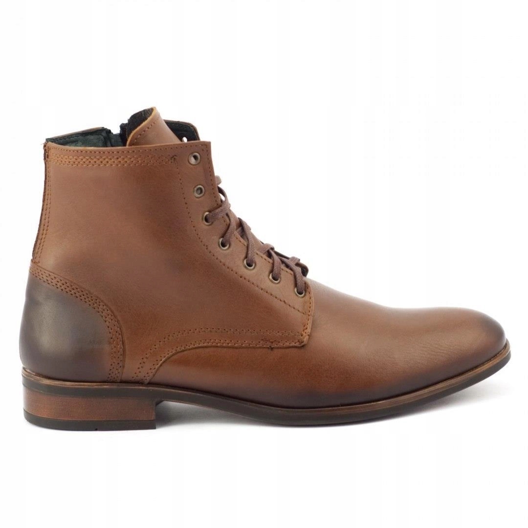 Pánské kožené elegantní zimní boty Polské 287 hnědé 44