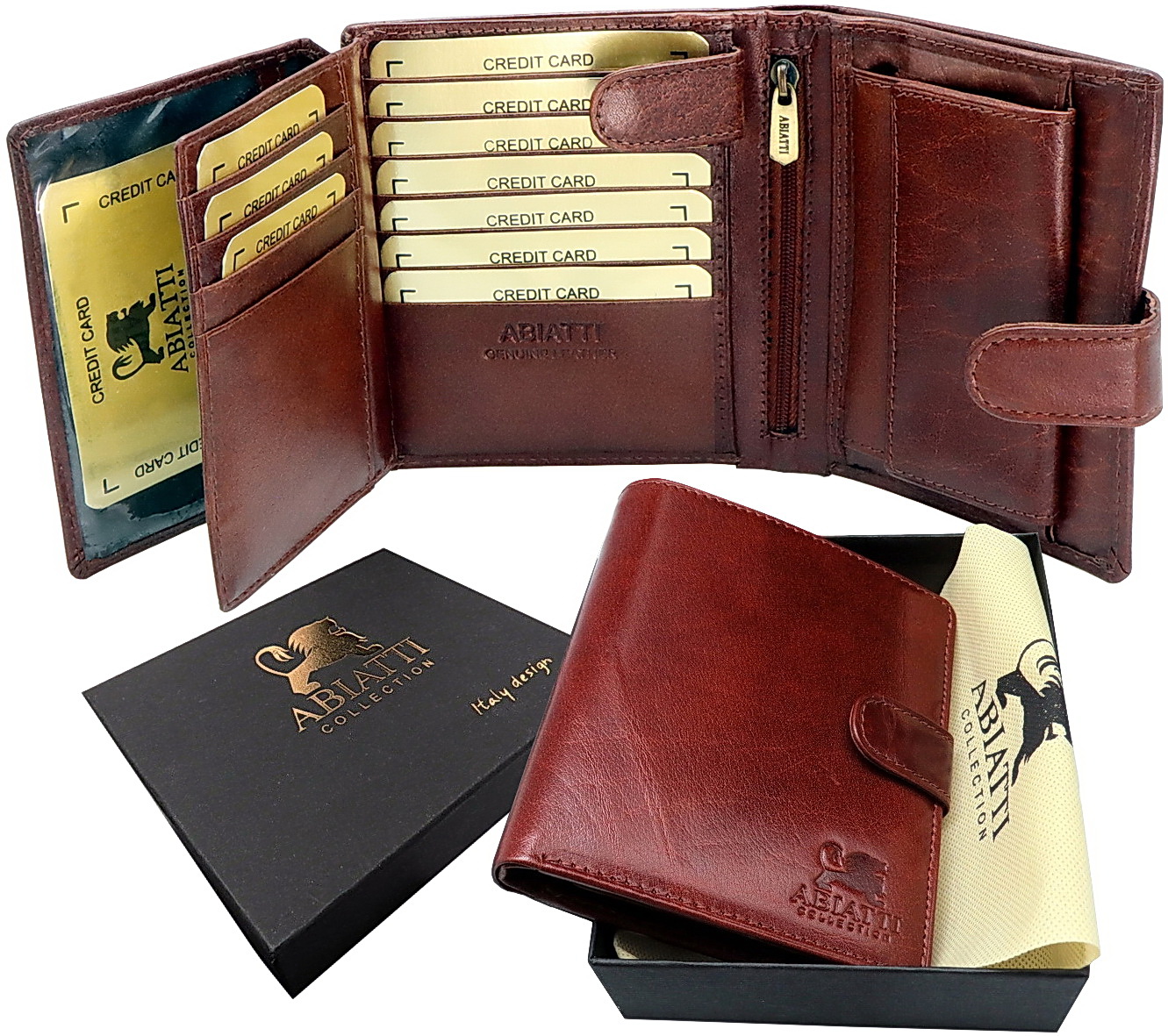 Prostorná Exkluzivní Kožená Pánská Peněženka Na Ochranu Karet Rfid Hnědá Velká