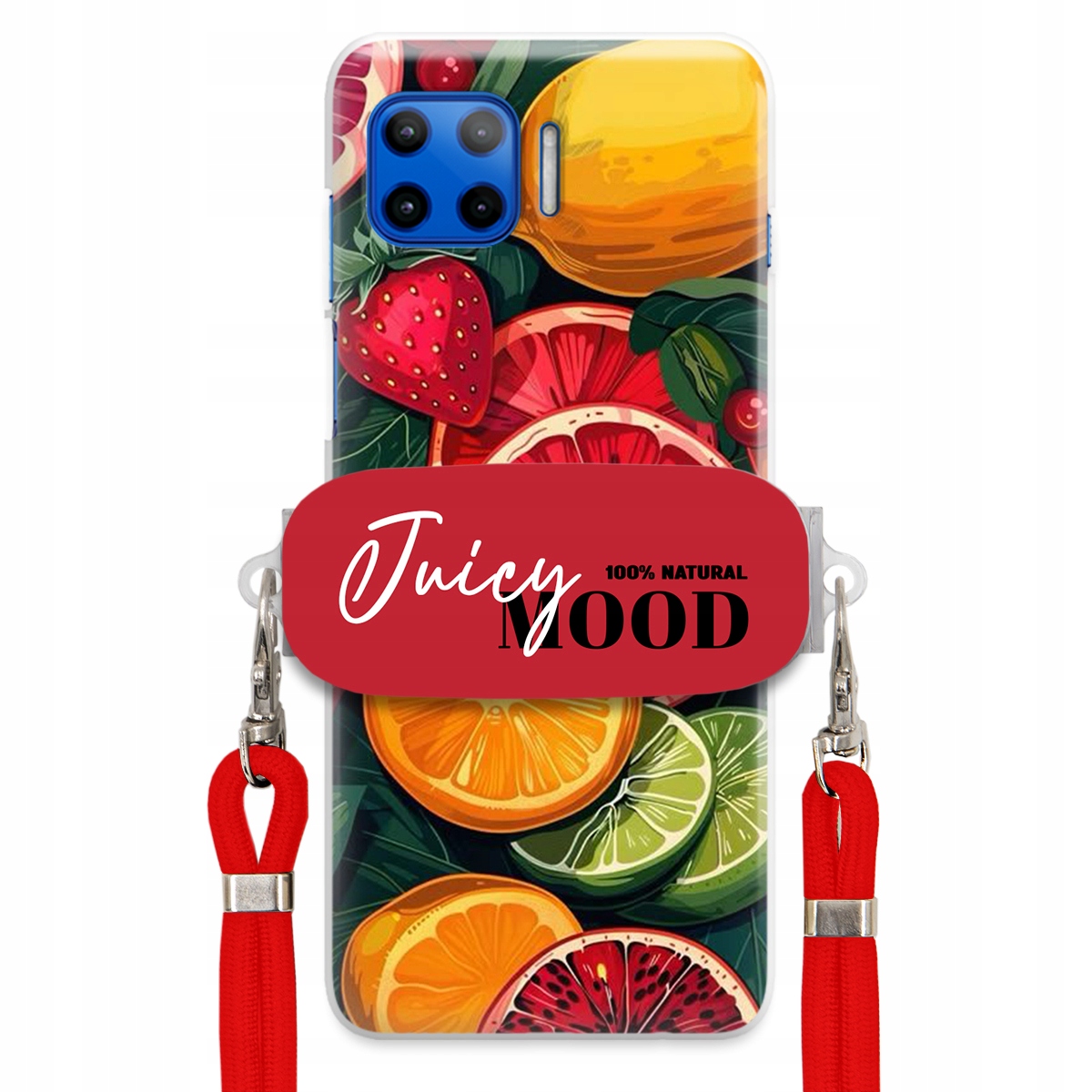 Puzdro pre Motorola G 5G Plus Červené vodítko držiak Fruit Ovocie Juice Mood