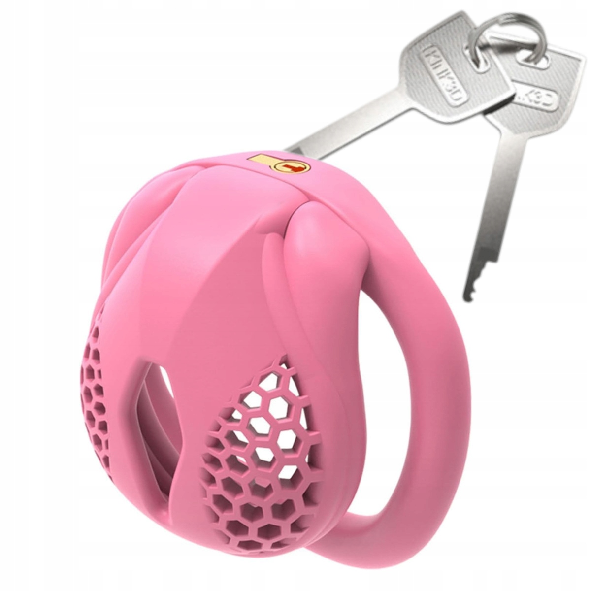 RÓŻOWY MINI MĘSKI PAS CNOTY CHASTITY CAGE TYPU FLAT KLATKA NA PENISA