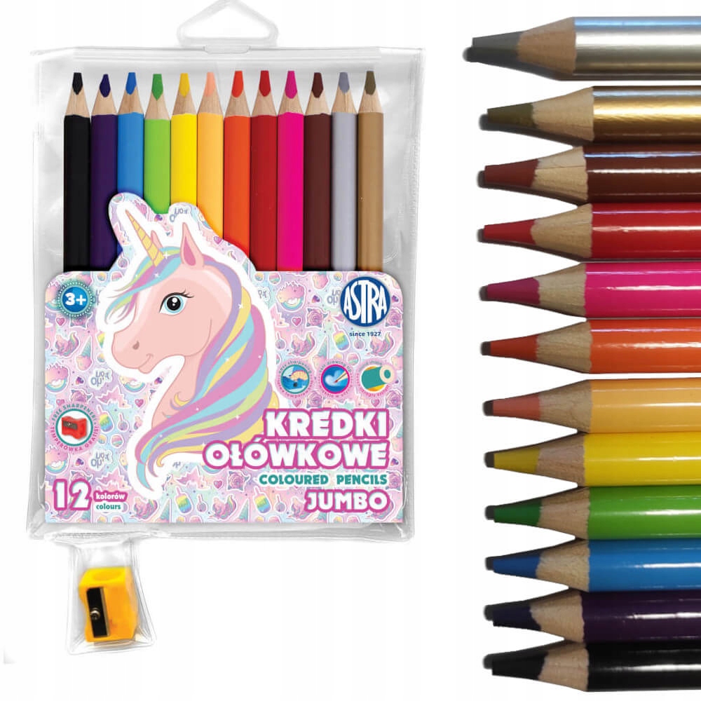 

Kredki ołówkowe Jumbo grube 12szt Unicorn Astra