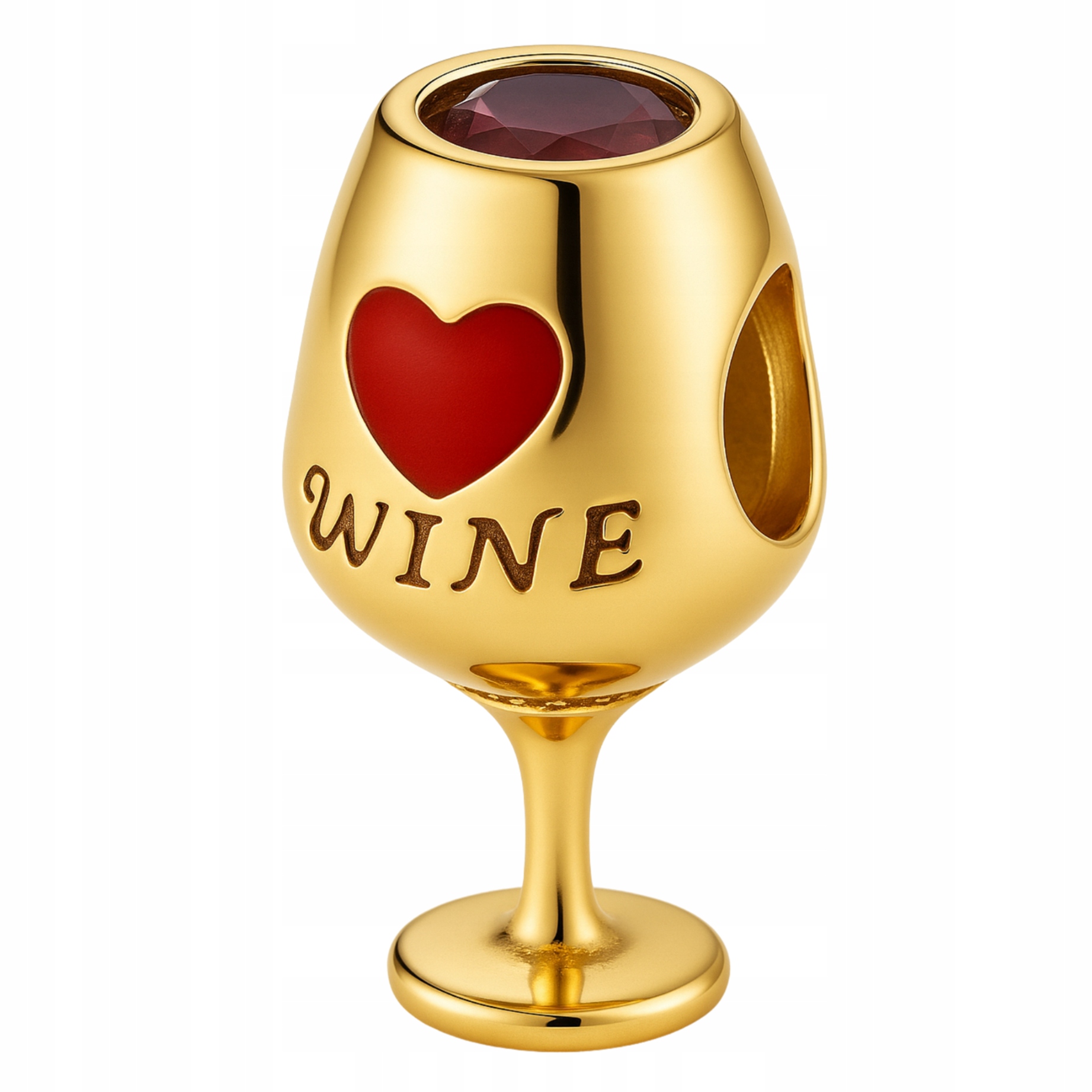 Zlatý Charms Vínová sklenička s vínem Korálek Víno do náramky Stříbro 925