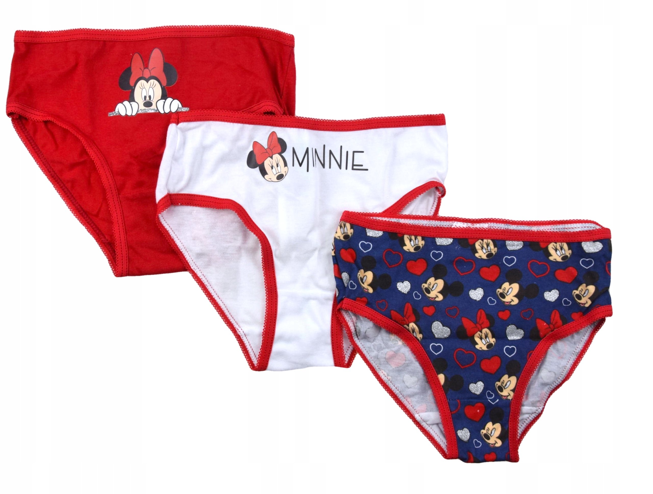 

3-PACK Slipy Majtki Myszka Minnie Serca 116/122