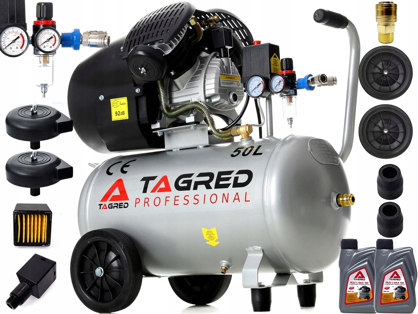 

Kompresor Sprężarka Tagred 50L V2 Separator Zestaw