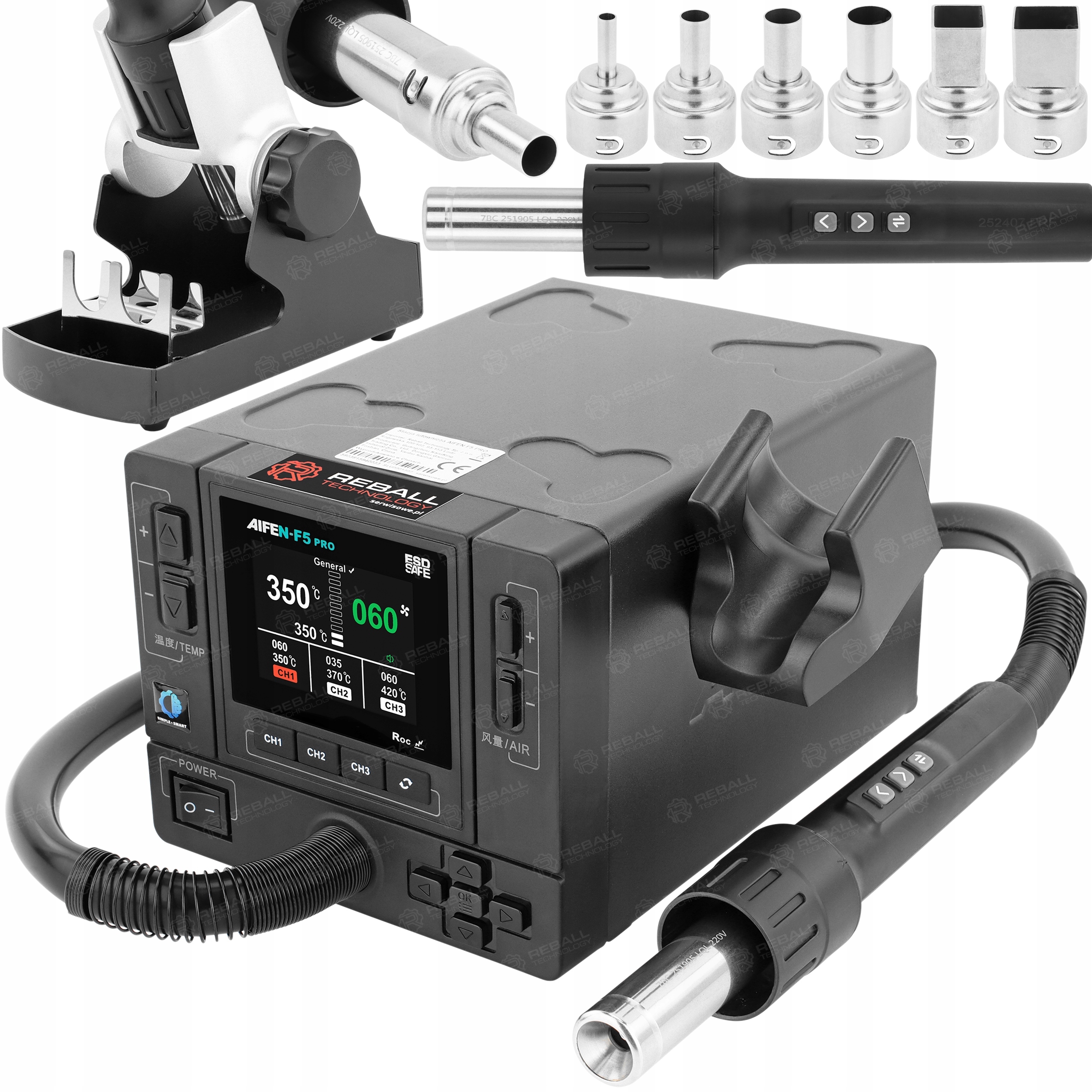 Horkovzdušná Pájecí Stanice Aifen F5 Pro 1000W 6 Trysek