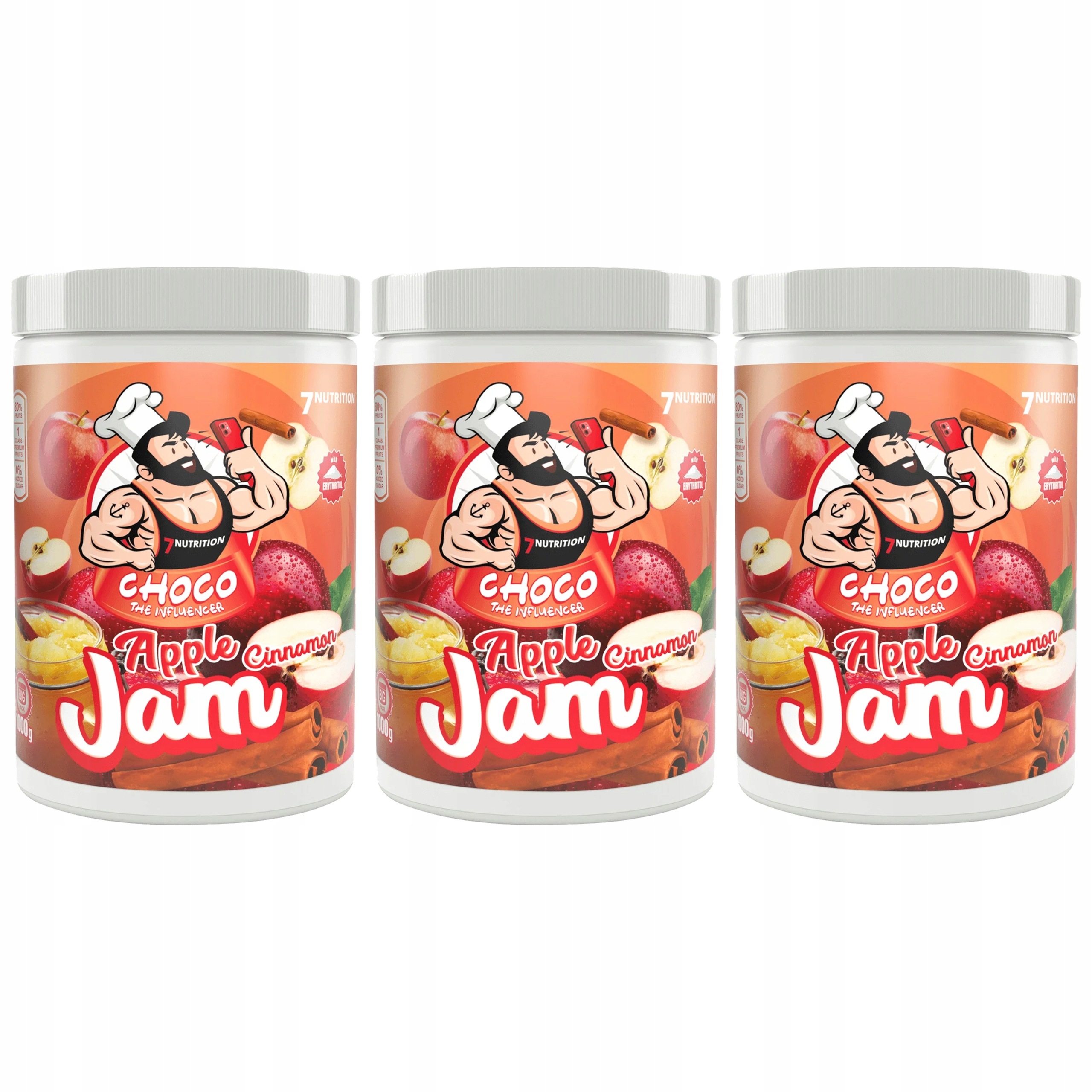 3x 7 Nutrition Jam 1000 g Džem Bez Cukru 80% Plodů Nízkokalorický
