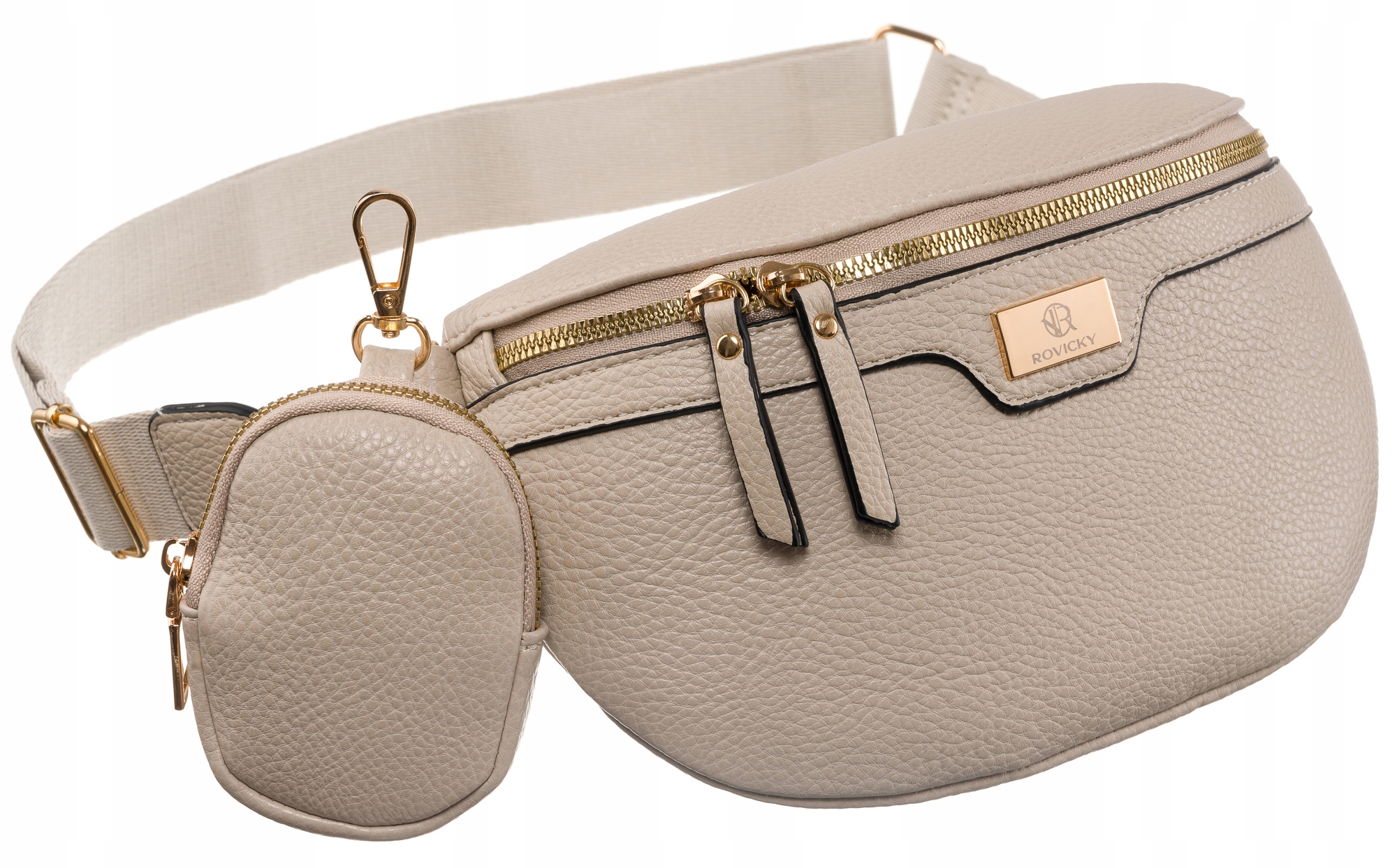 Beżowa saszetka damska pojemna nerka na ramię elegancka