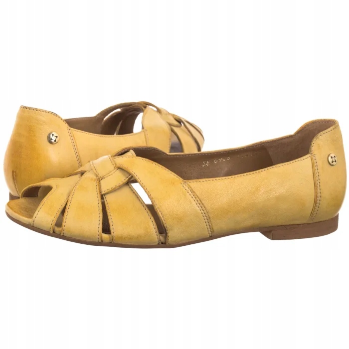 Dámské kožené baleríny Maciejka Žluté 06908-07/00-1