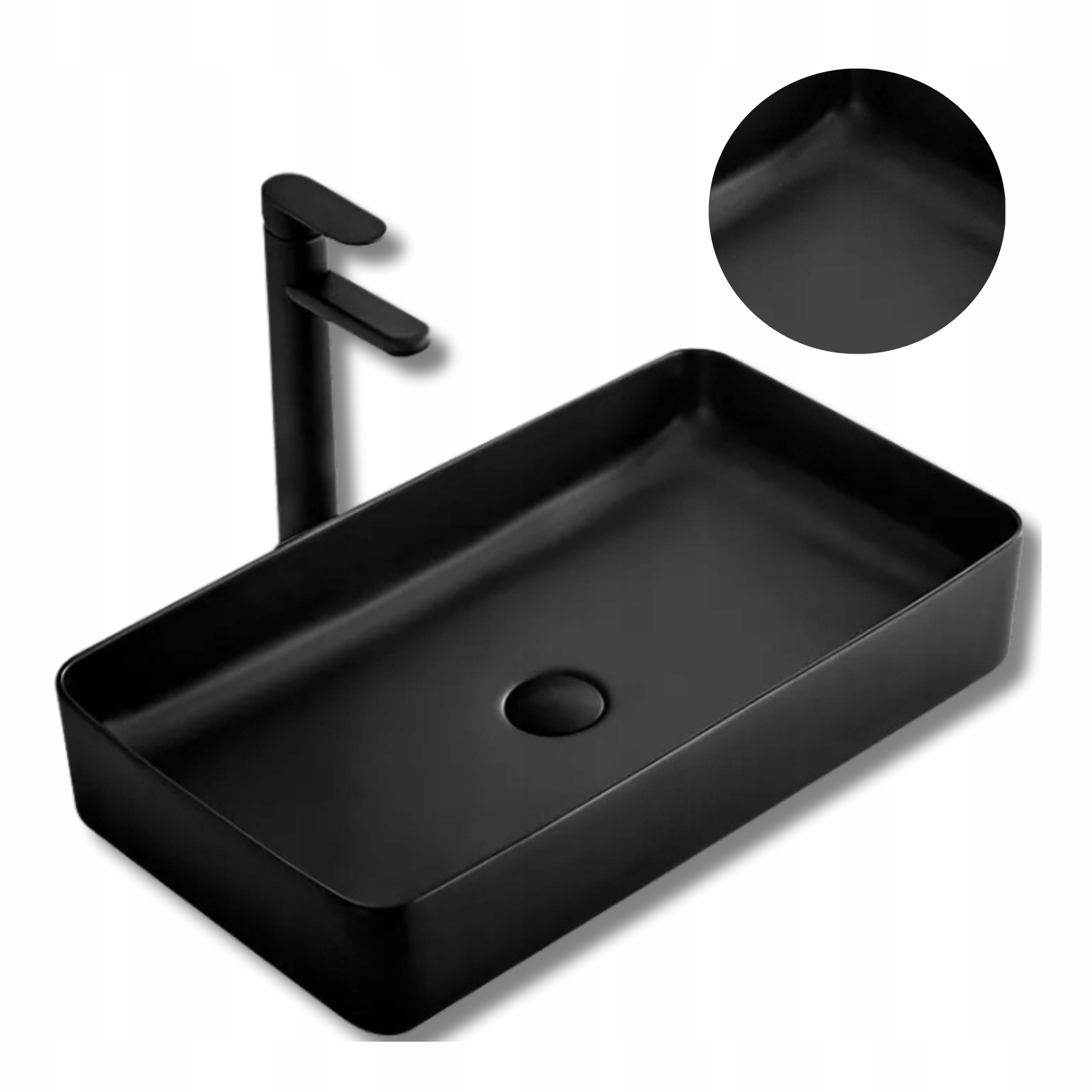 Keramické umyvadlo Denis 60 cm obdélníkové, černá matná barva Rea