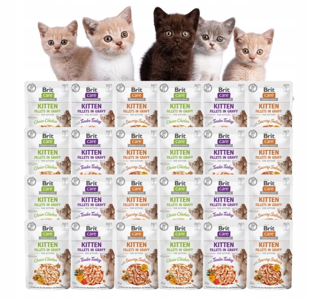 Brit Care Cat Kitten Mokra karma dla kociąt w sosie MIX Smaków 24x85g