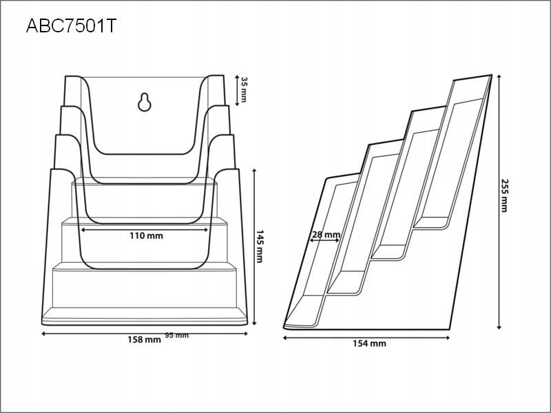 Stojak ekspozytor na ulotki piętrowy 4 x A5 EAN (GTIN) 8713512034068