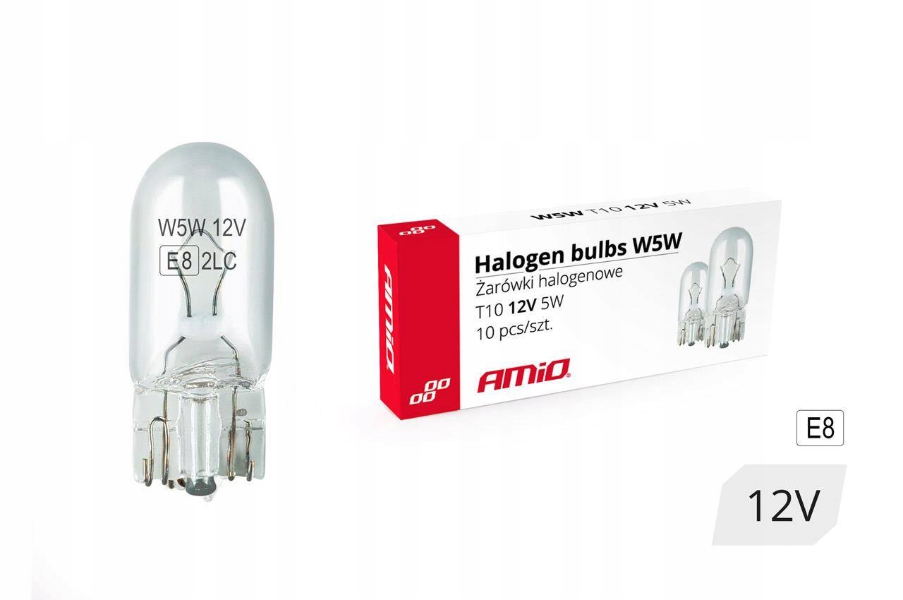 Żarówki halogenowe W5W T10 5W W2.1x9.5d 12V 10szt. (E8)