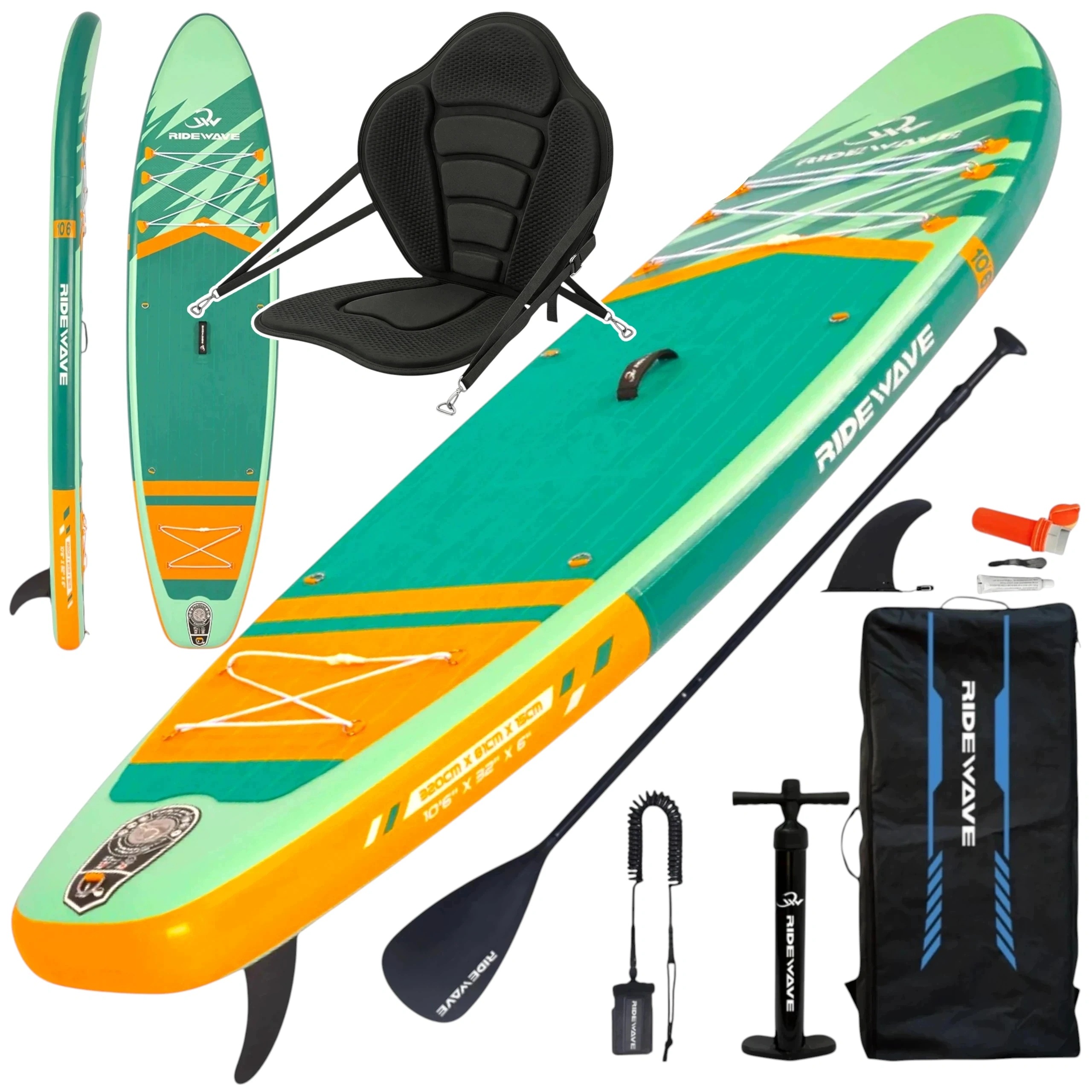 Sup Deska Na Plavání Nafukovací Ridewave 320 cm Sedátko Taška Pádlo Vodítko
